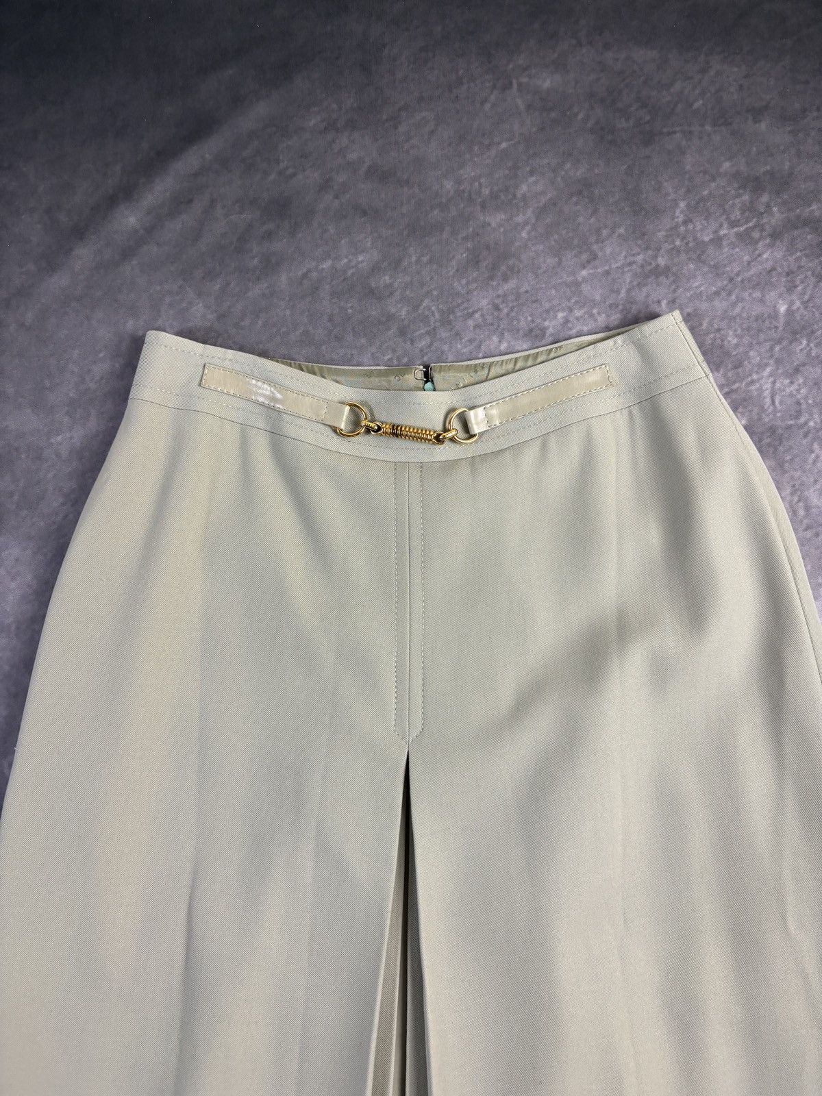 Celine × Vintage 1970s Celine Skirt Vintage Wool Maxi Pistachio Horsebit Gold Size 28" / US 6 / IT 42 - 13 Thumbnail