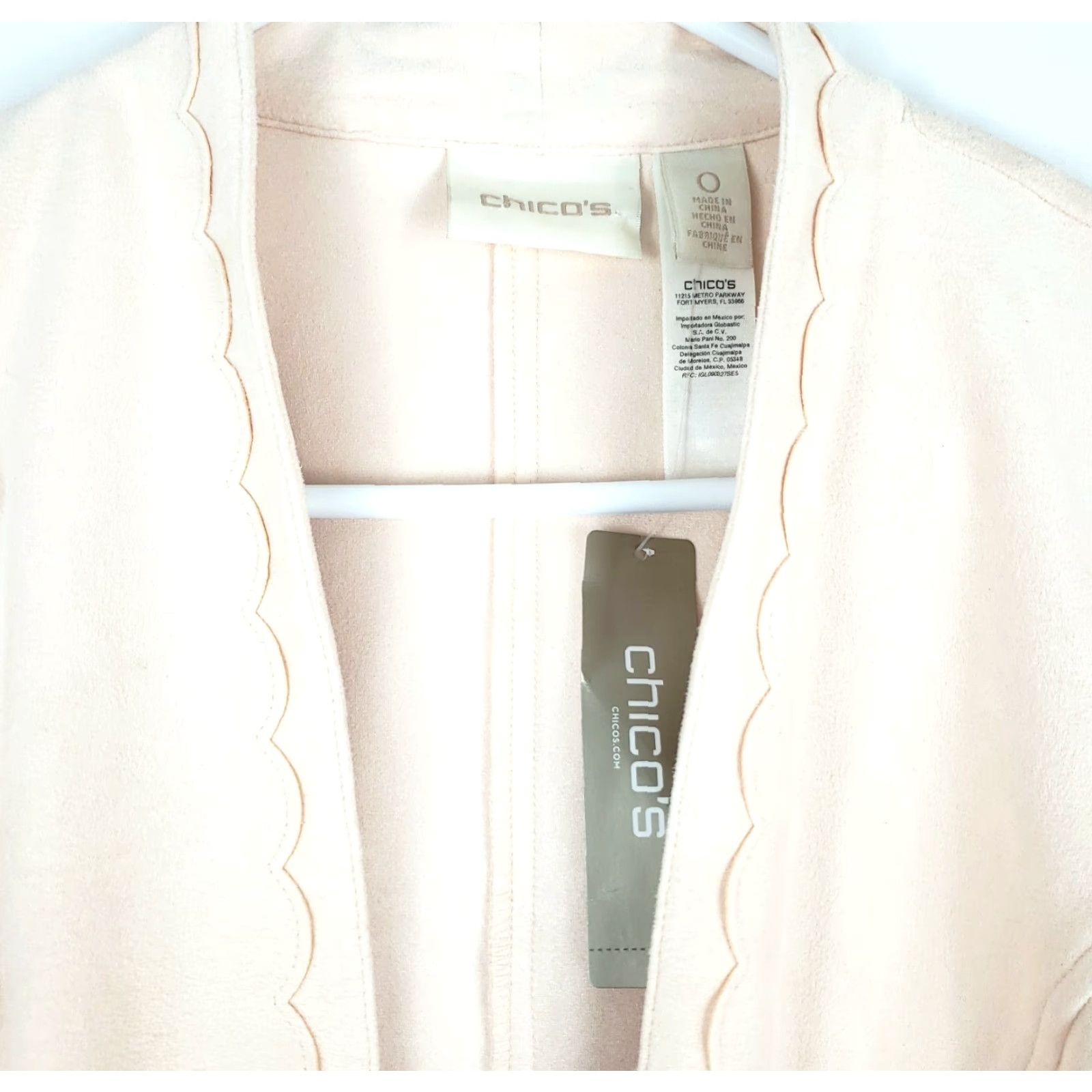 Vintage Chico's Women's Peplum Leather Jacket Light Pink Faux Suede Long Sleeve Classic Fit Size 0 Size XS / US 0-2 / IT 36-38 - 6 Thumbnail