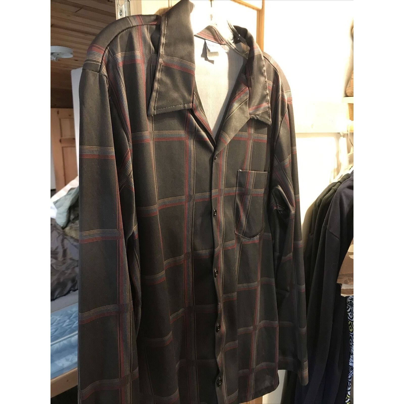 Other Marina of California VTG Mens L Brown Striped LS Poly Shirt Size US L / EU 52-54 / 3 - 5 Thumbnail