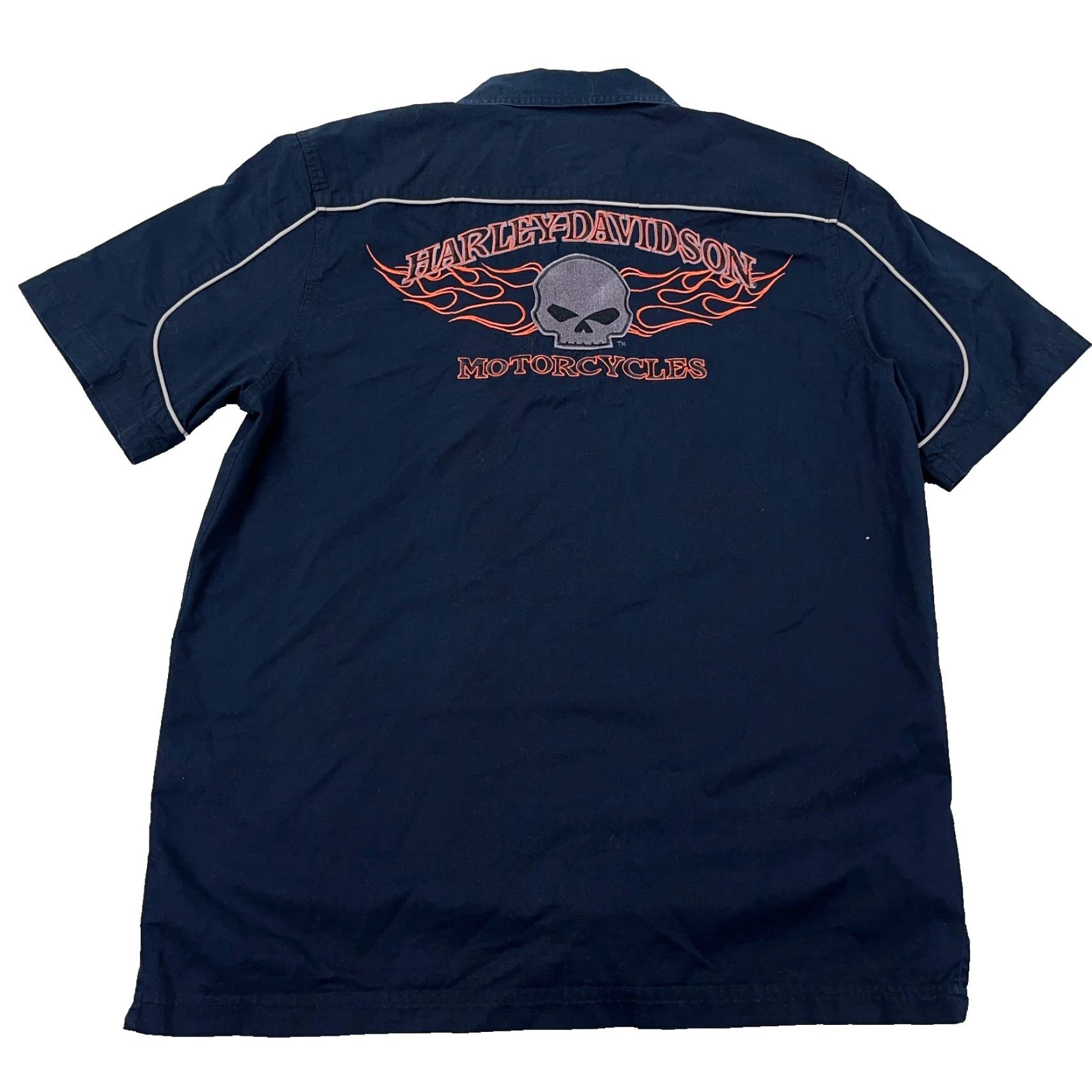 Harley Davidson Harley-Davidson Shirt Men Medium Black Button Up Fire Flame Winged Skull Y2K Size US M / EU 48-50 / 2 - 2 Thumbnail