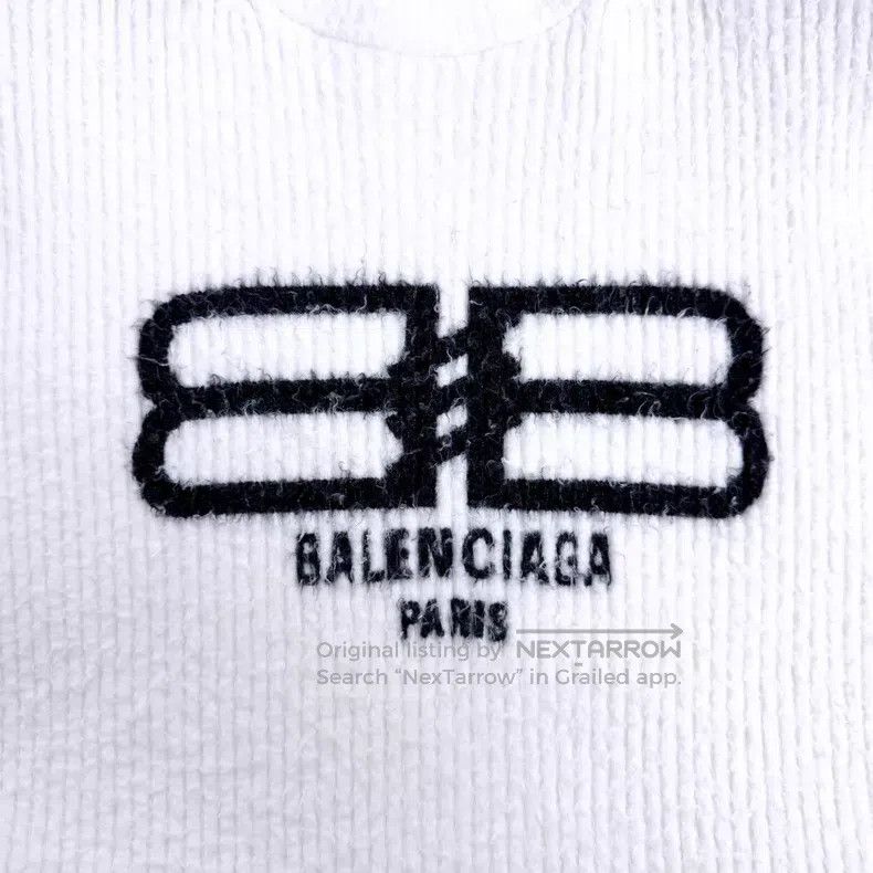 Balenciaga Balenciaga White Floral Double B Buckle Letter Logo Knit S Size US XS / EU 42 / 0 - 4 Thumbnail