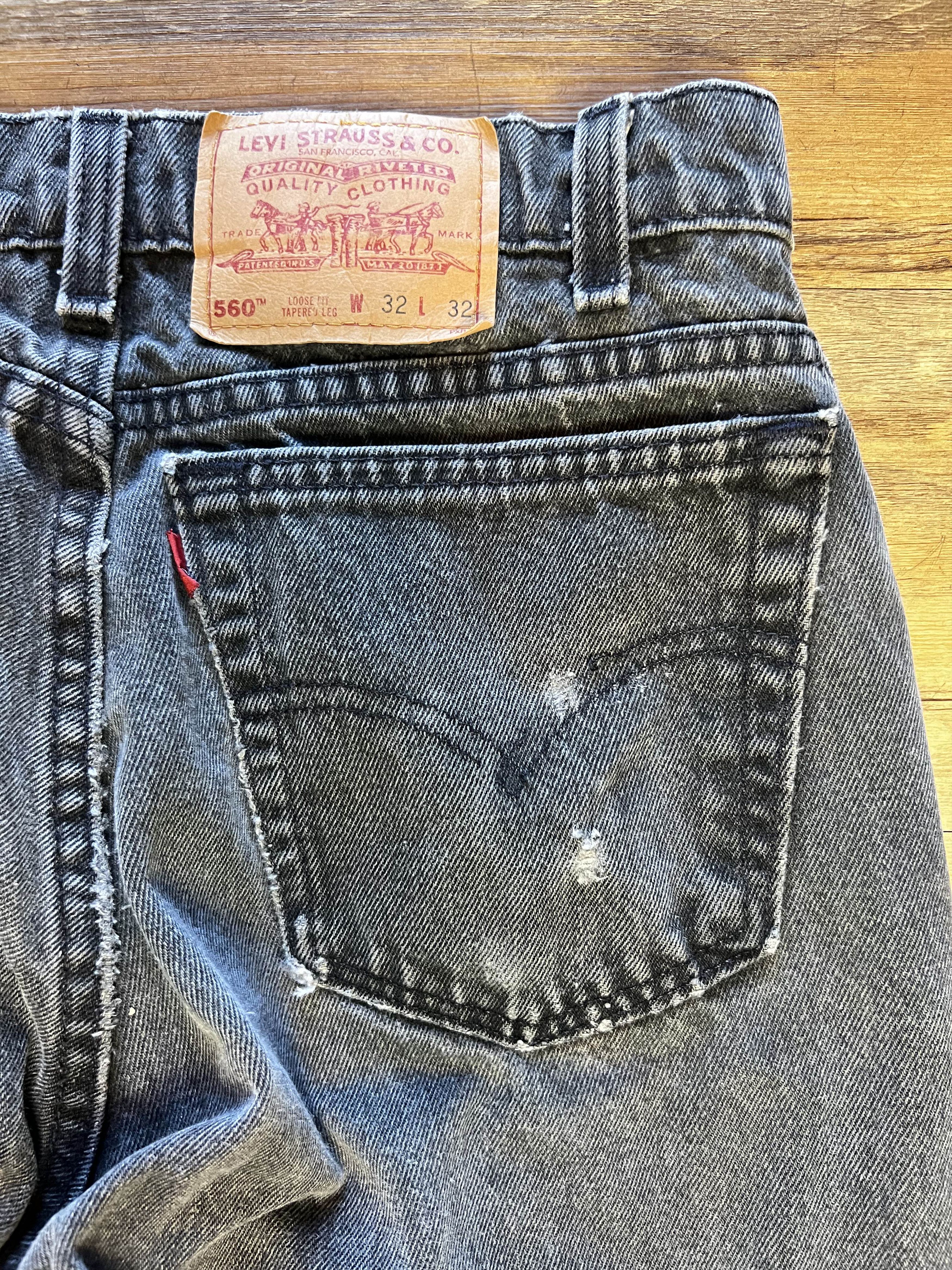 Levi's Vintage 560 Black Levi's Loose Fit Tapered Leg Denim Jeans Size US 30 / EU 46 - 10 Thumbnail