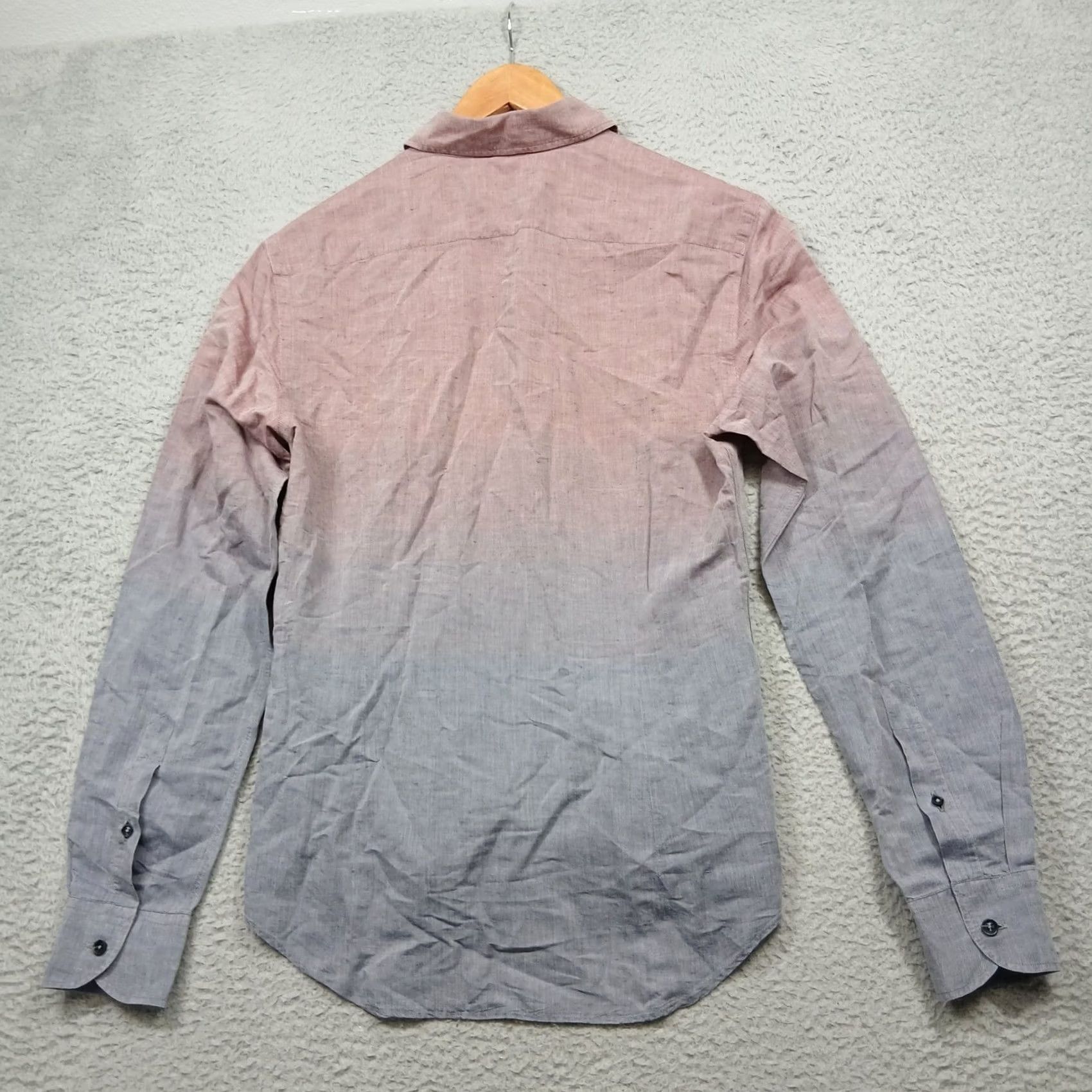 Corneliani Corneliani ID Made in Italy Shirt Men Pink Gray Ombre Gradient Linen Blend Long Sleeve Button-Down Slim Size US M / EU 48-50 / 2 - 3 Thumbnail