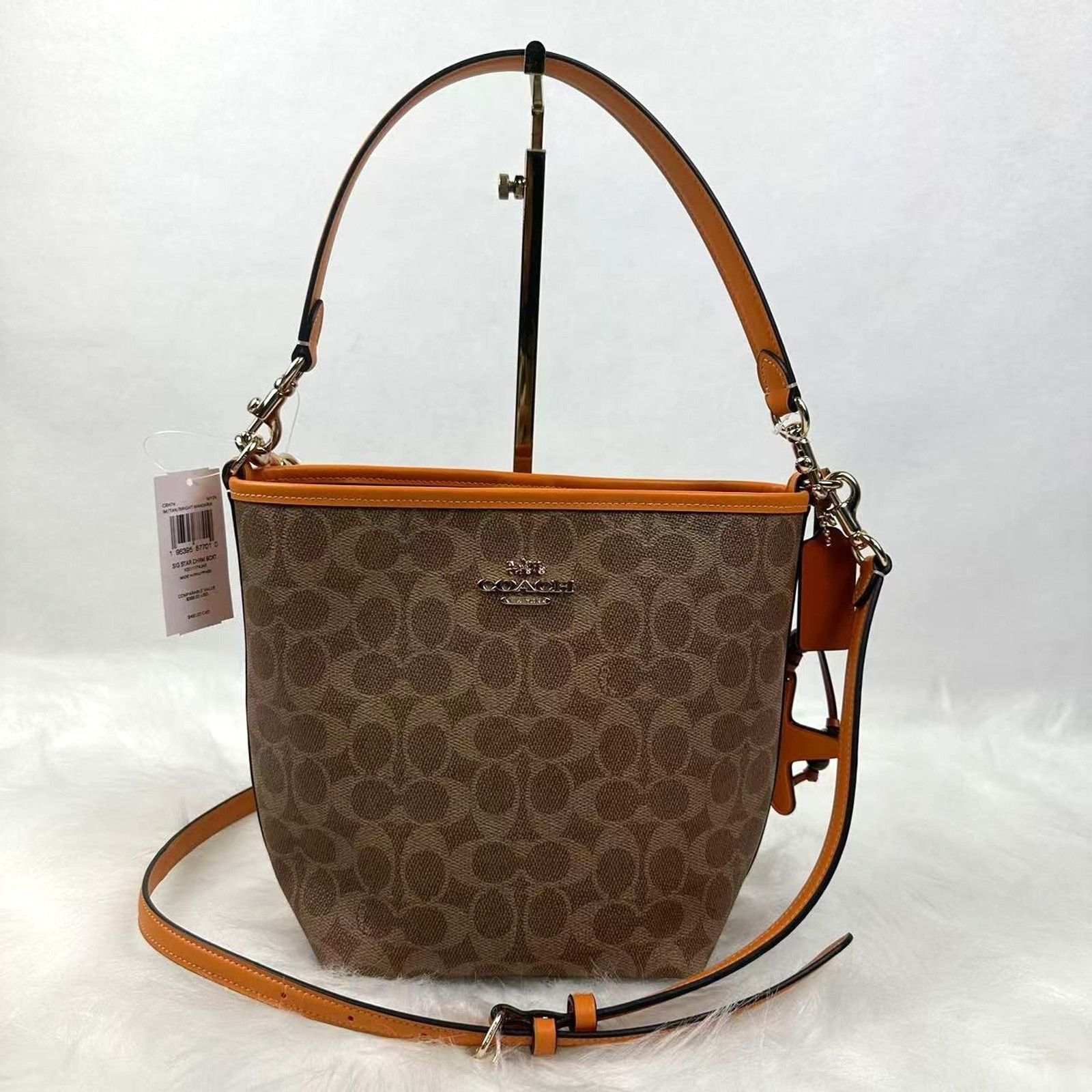 Coach Coach City Bucket Sig Canvas Star Charm Tan/Bright Mandarin Size ONE SIZE - 1 Thumbnail