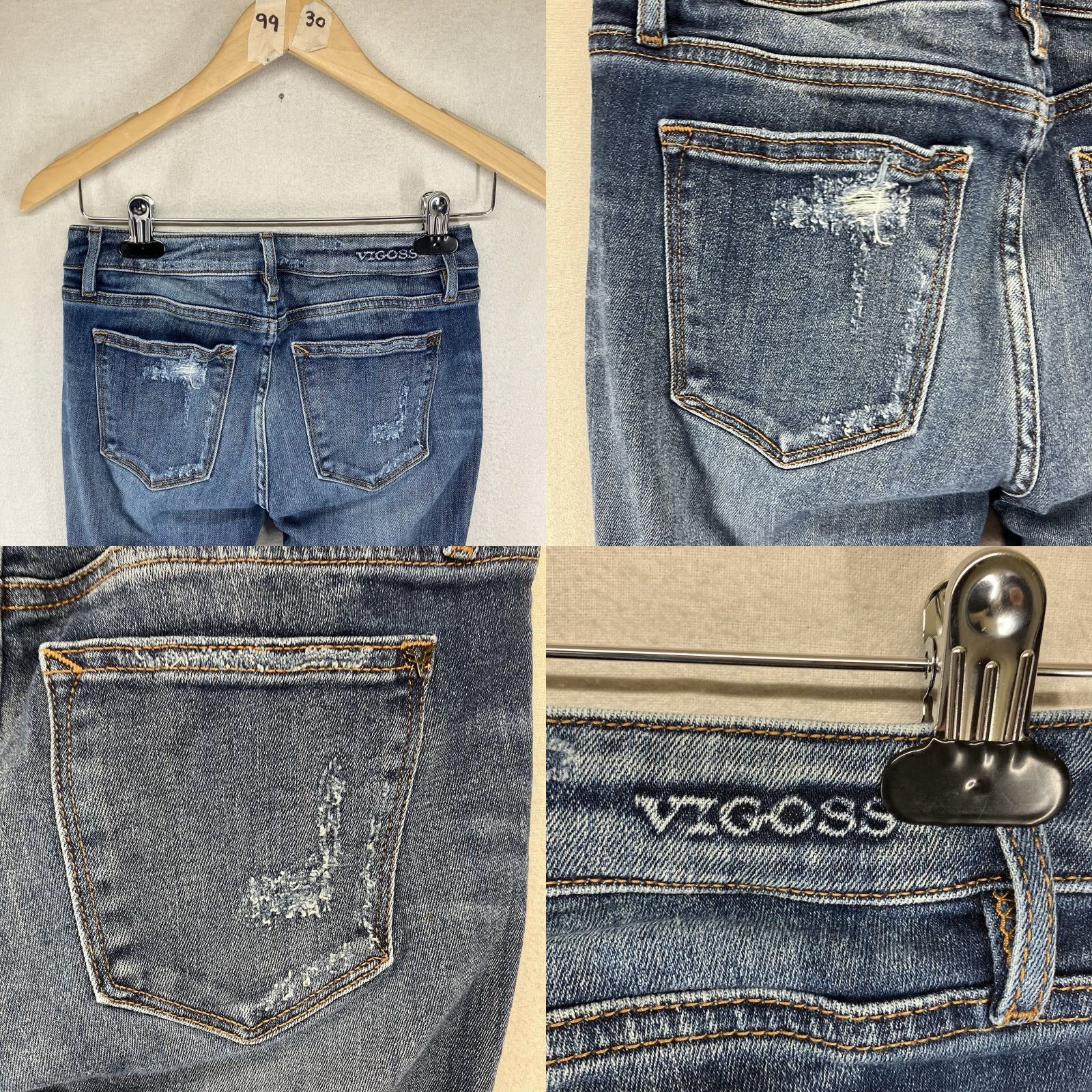 Vintage VIGOSS Jagger Skinny Jeans Distressed Stretch Women’s 28x27 Jeans Size 26" / US 2 / IT 38 - 9 Thumbnail