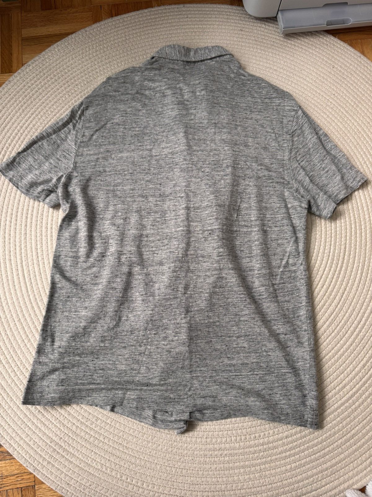 Theory Theory Shirt Mens Gray Button Front Knit Short Sleeve LinenM Size US M / EU 48-50 / 2 - 3 Thumbnail