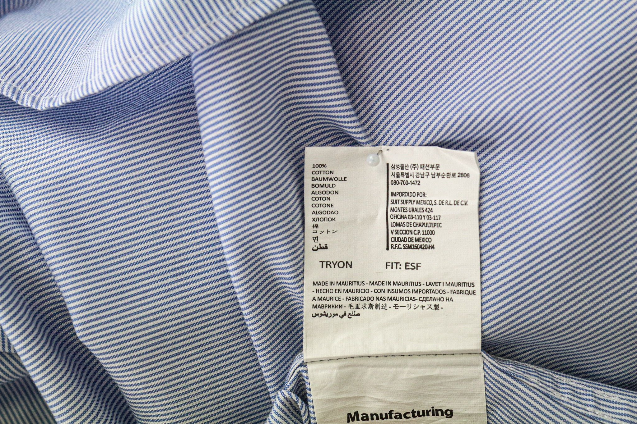 Suitsupply 37/14 1/2 Extra Slim Blue Cotton Striped Twill Shirt 78646 Size 38R - 7 Thumbnail
