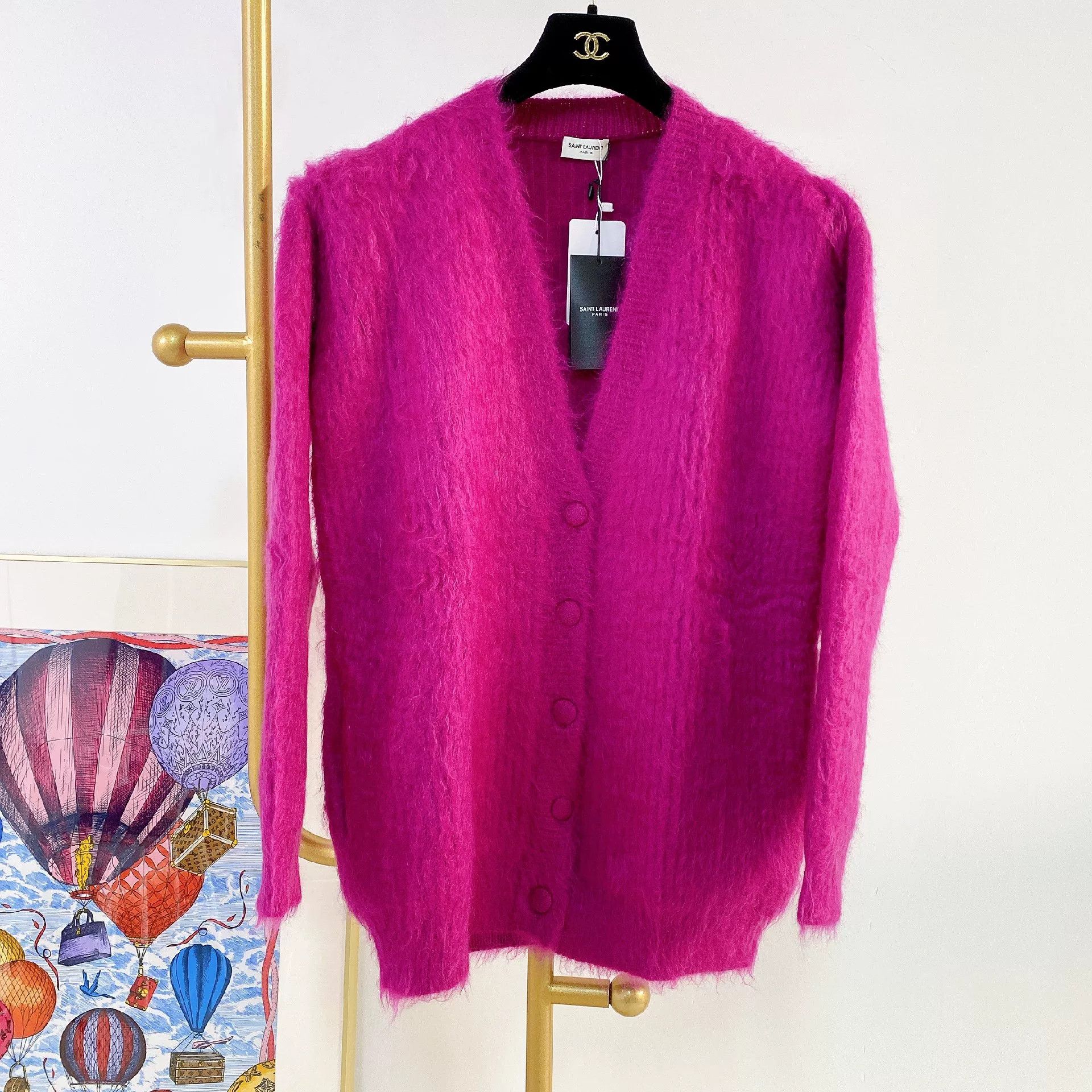 Saint Laurent Paris Saint Laurent Pink Mohair Cardigan Size S / US 4 / IT 40 - 1 Thumbnail