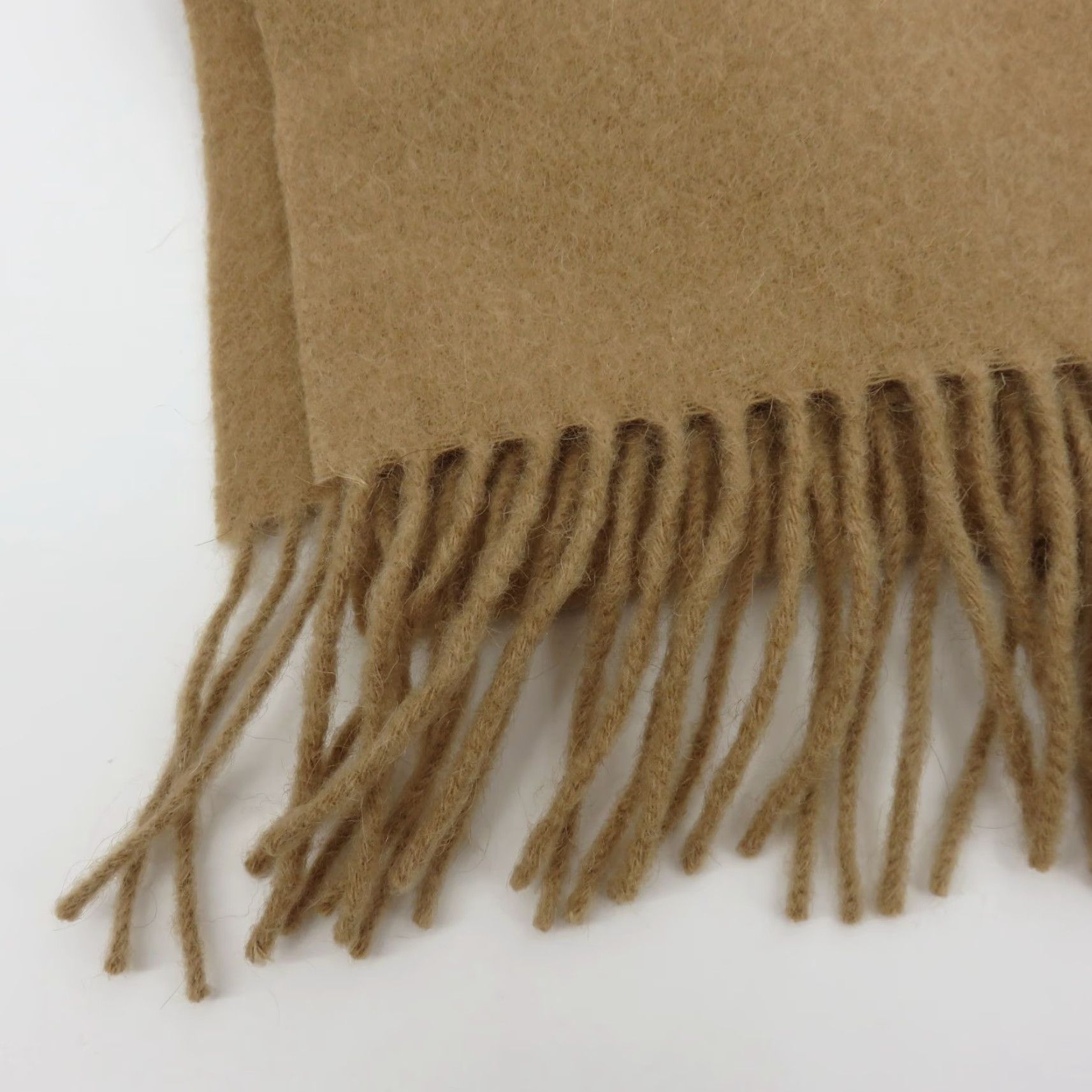 Lands' End VINTAGE Lands' End Scarf Rectangle Scarf Women Camel Hair Solid Tan Fringe Made in USA Brown 70" 11.25" Fringe Size ONE SIZE - 5 Thumbnail