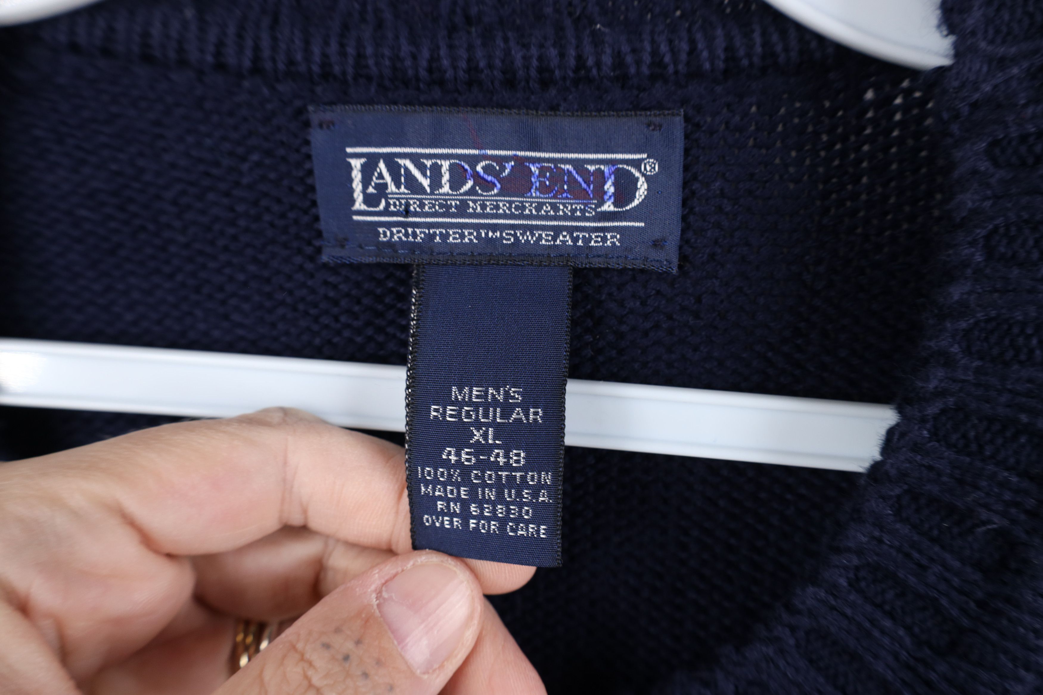 Lands' End Vintage 90s Lands End Blank Cotton Knit Crewneck Sweater USA Size US XL / EU 56 / 4 - 7 Thumbnail