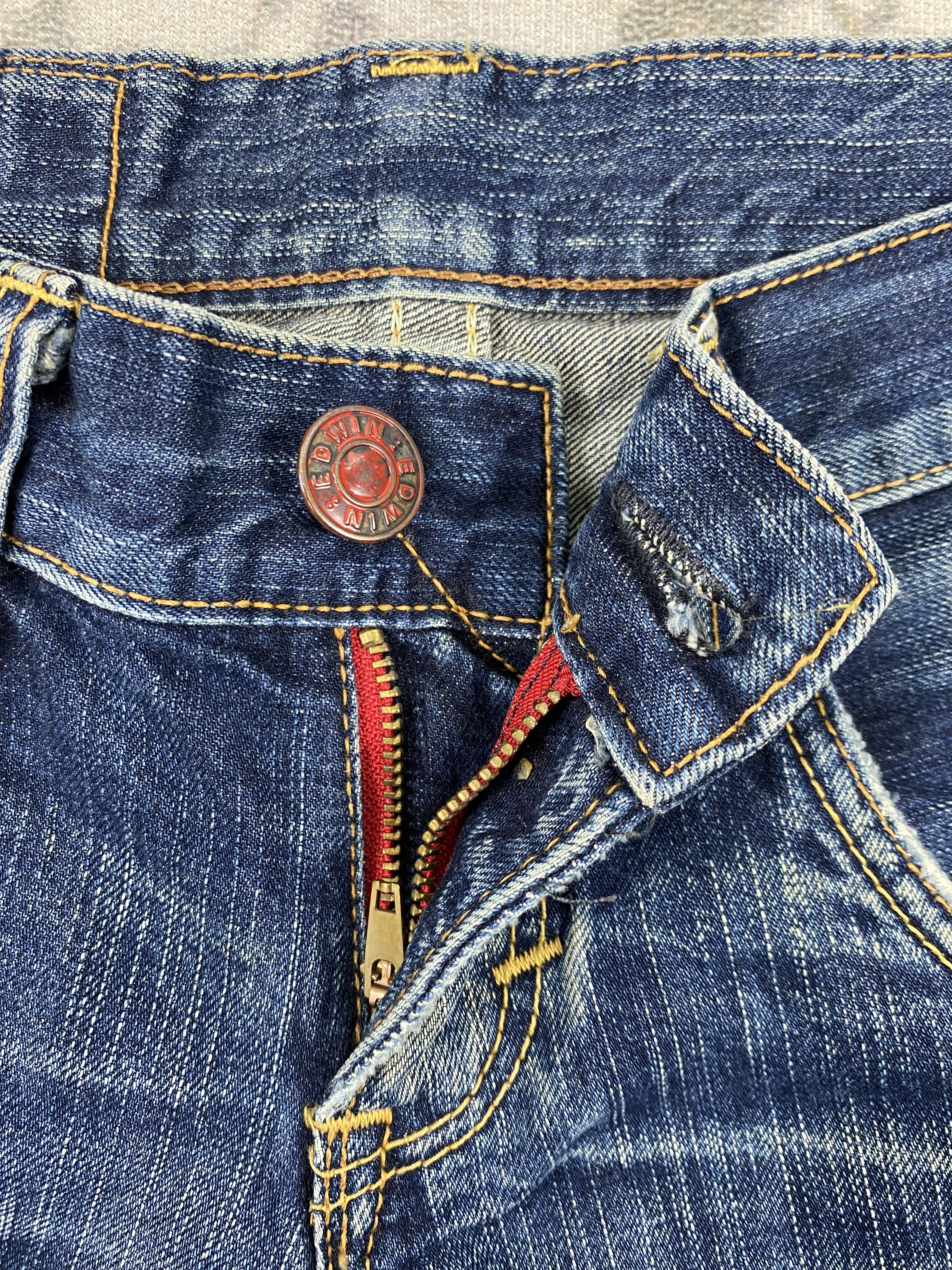 Japanese Brand Distressed Blue Vintage Edwin Jeans 29x32 Denim- JN3539 Size 29" - 6 Thumbnail