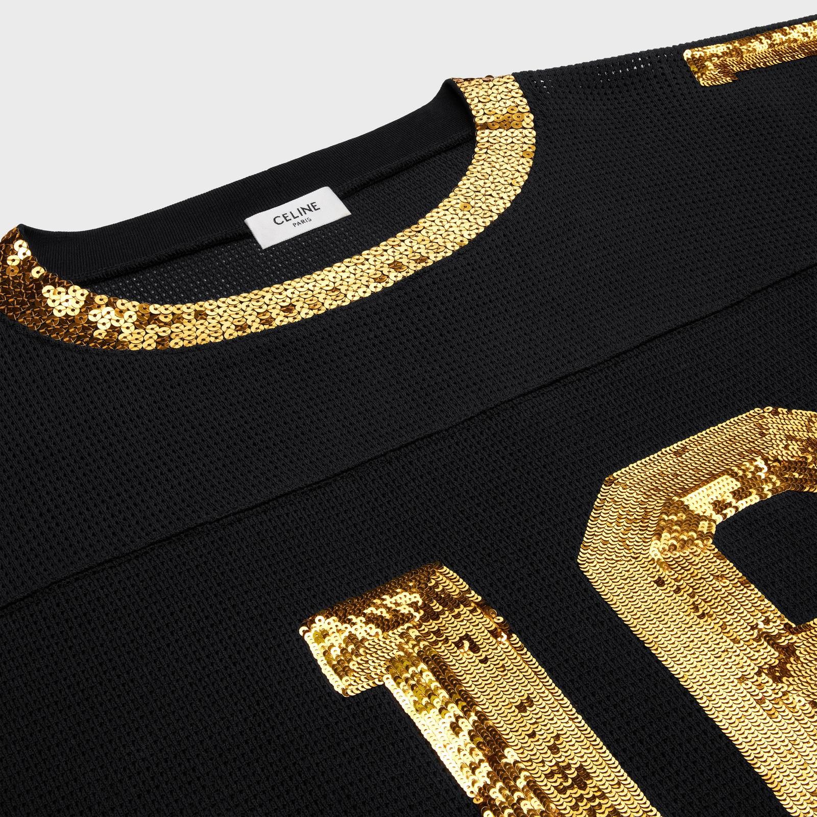 Celine o1w1db10125 2X26F818I Embroidered T-Shirt in Black & Gold Size US XXL / EU 58 / 5 - 3 Thumbnail