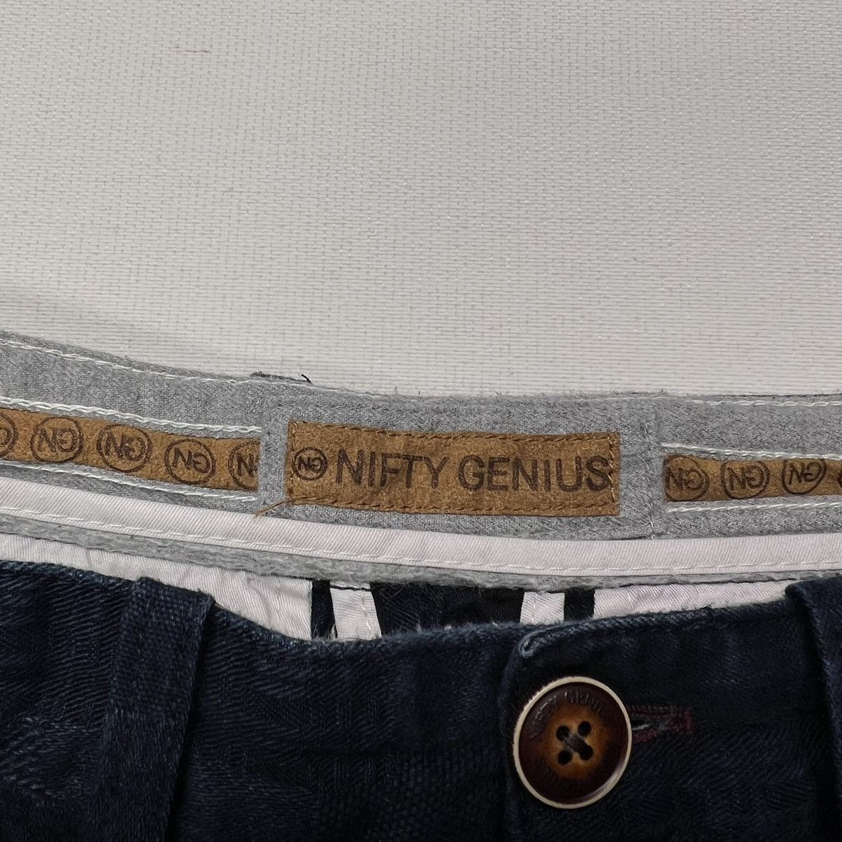 Other Nifty Genius Pants Blue Patch Chino Dress Button Navy Casual Size US 28 / EU 44 - 7 Thumbnail