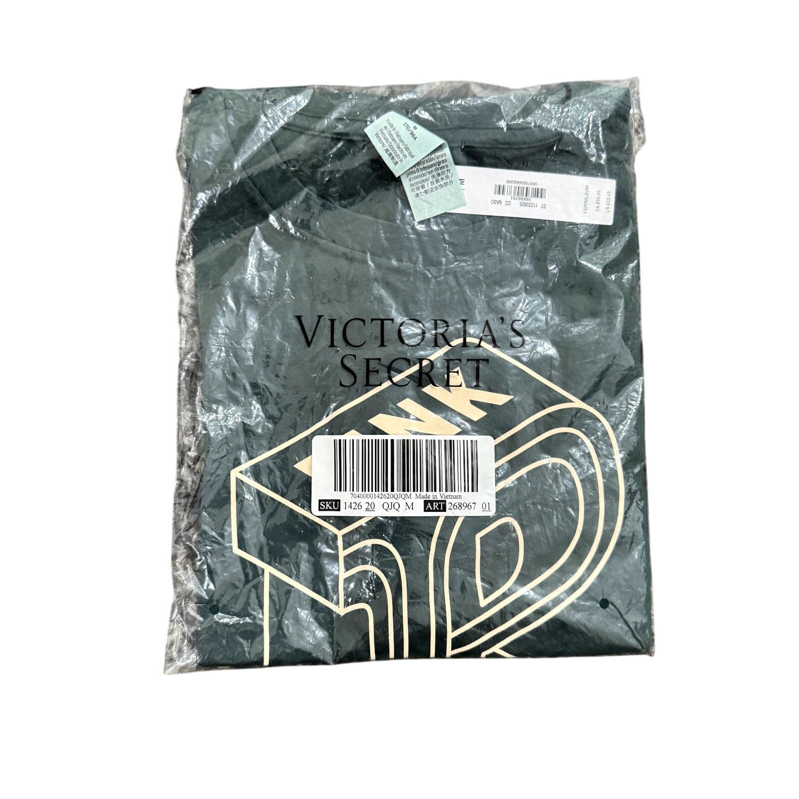 Pink PINK Victoria's Secret Graphic T-Shirt in Green, Size M Size M / US 6-8 / IT 42-44 - 3 Thumbnail