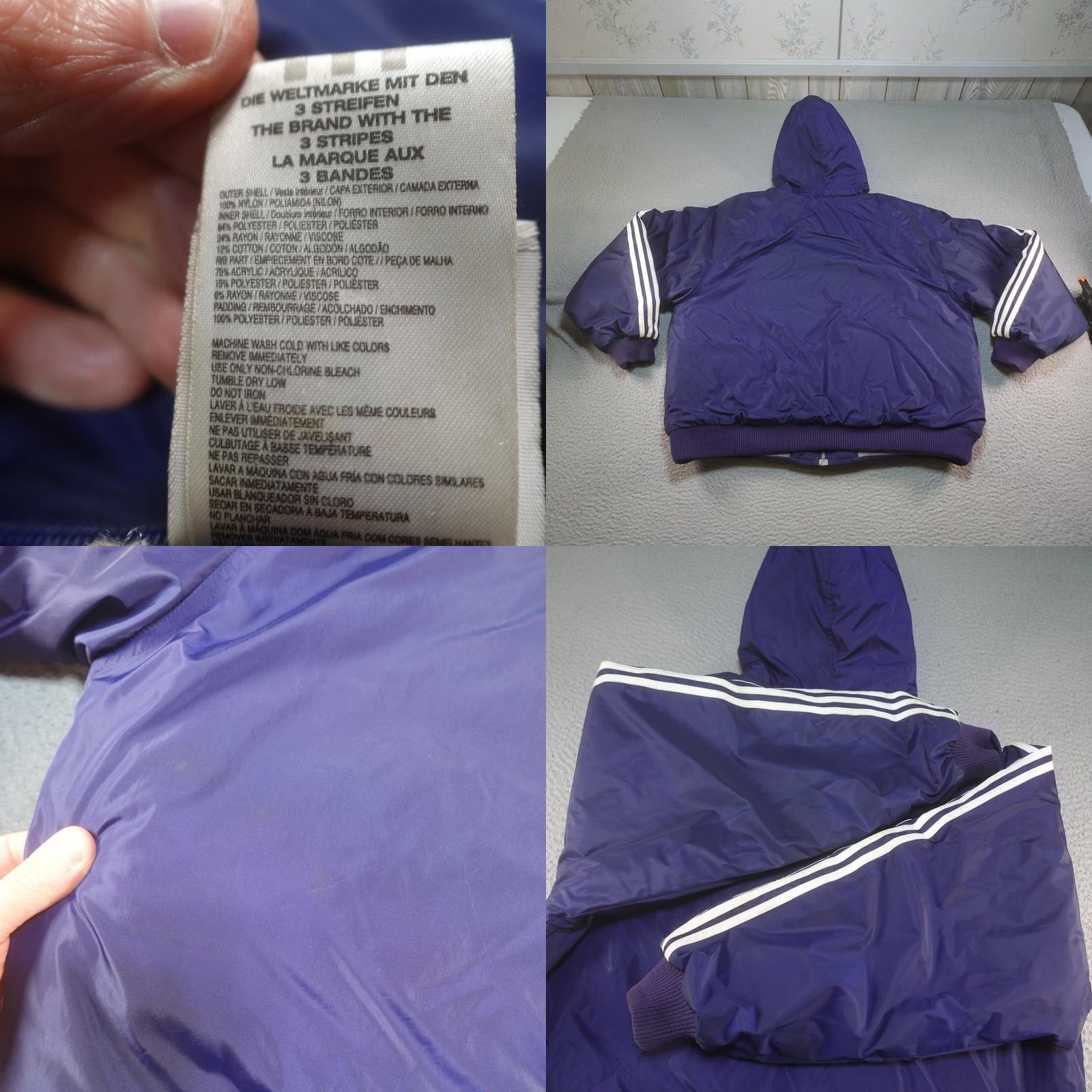 Adidas VINTAGE Adidas Jacket Mens XL Purple Gray Reversible Y2K Track Bomber Fleece Size US XL / EU 56 / 4 - 8 Thumbnail