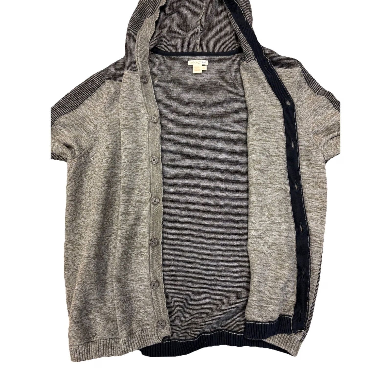 Carbon2Cobalt Carbon 2 Cobalt Button Up Hooded Cardigan Sweater Men's XL Gray/Brown Striped Size US XL / EU 56 / 4 - 3 Thumbnail