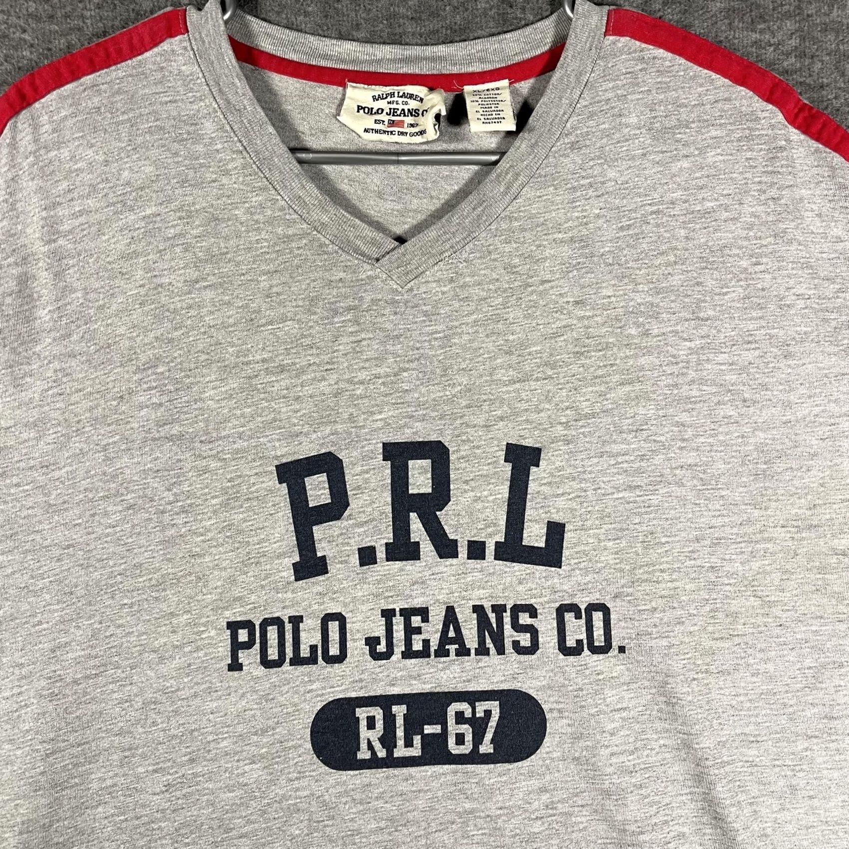 Polo Ralph Lauren Polo Ralph Lauren Shirt Mens XL Gray P.R.L. Polo Jeans RL-67 Athletic V-Neck Tee Size US XL / EU 56 / 4 - 2 Thumbnail