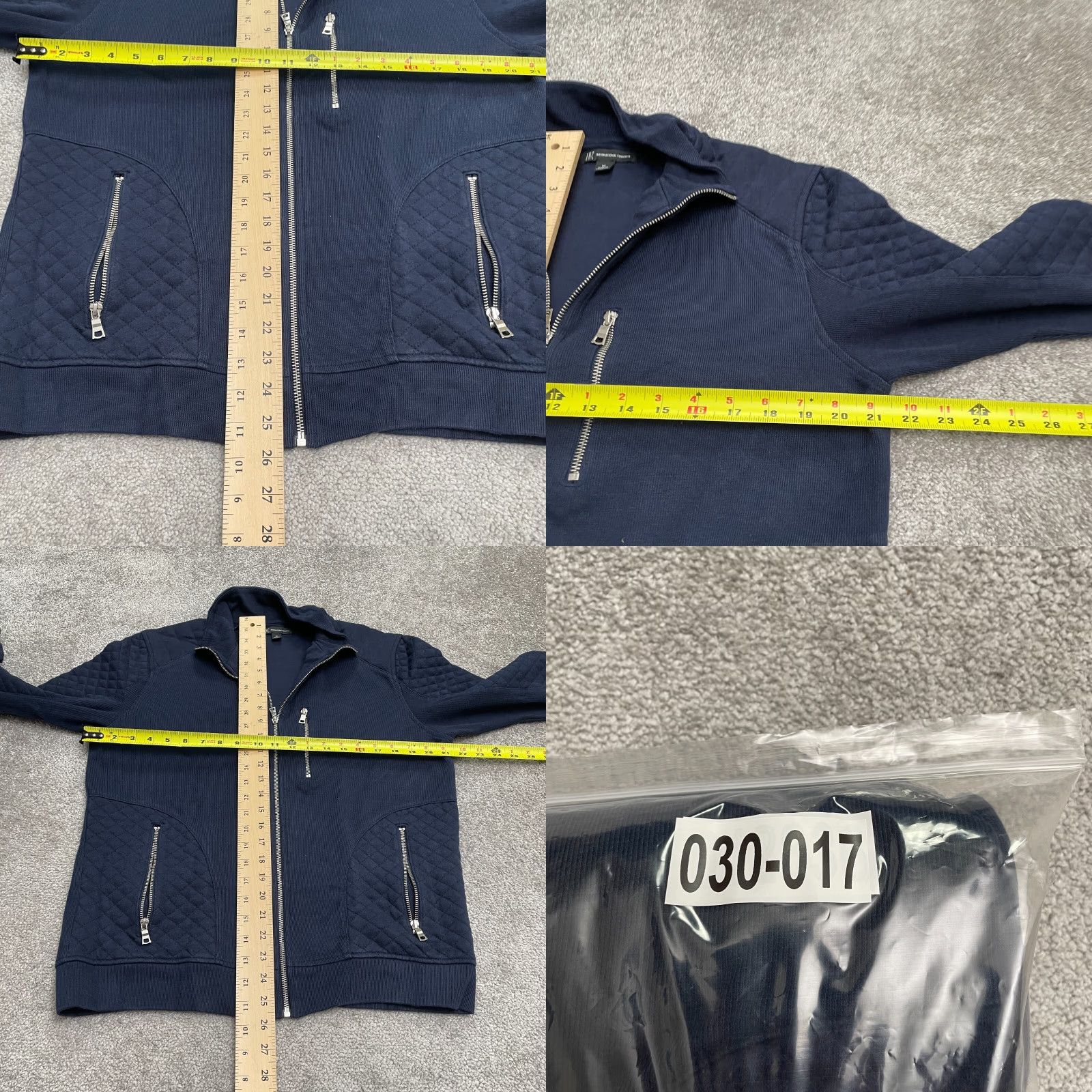 Vintage INC International Concept Jacket Womens Medium Blue Quilted Rib Bomber Full Zip Classic Outdoor Size M / US 6-8 / IT 42-44 - 8 Thumbnail