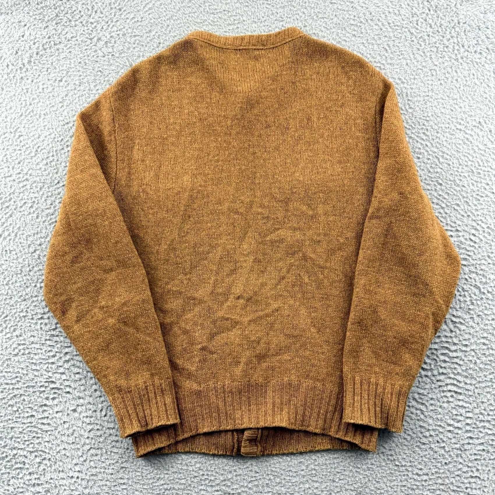 Vintage VINTAGE Brentwood Cardigan Sweater Mens M Brown Wool Blend Knit Cable-Knit V-Neck 50s Patch Pockets Size US M / EU 48-50 / 2 - 7 Thumbnail