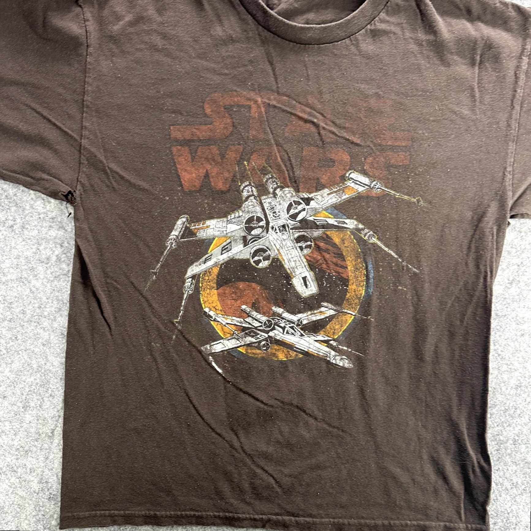 Star Wars VINTAGE Star Wars Mens Large T-Shirt Brown Graphic Print Rebel Alliance X-Wing Sci-Fi Movie Tee Size US L / EU 52-54 / 3 - 3 Thumbnail
