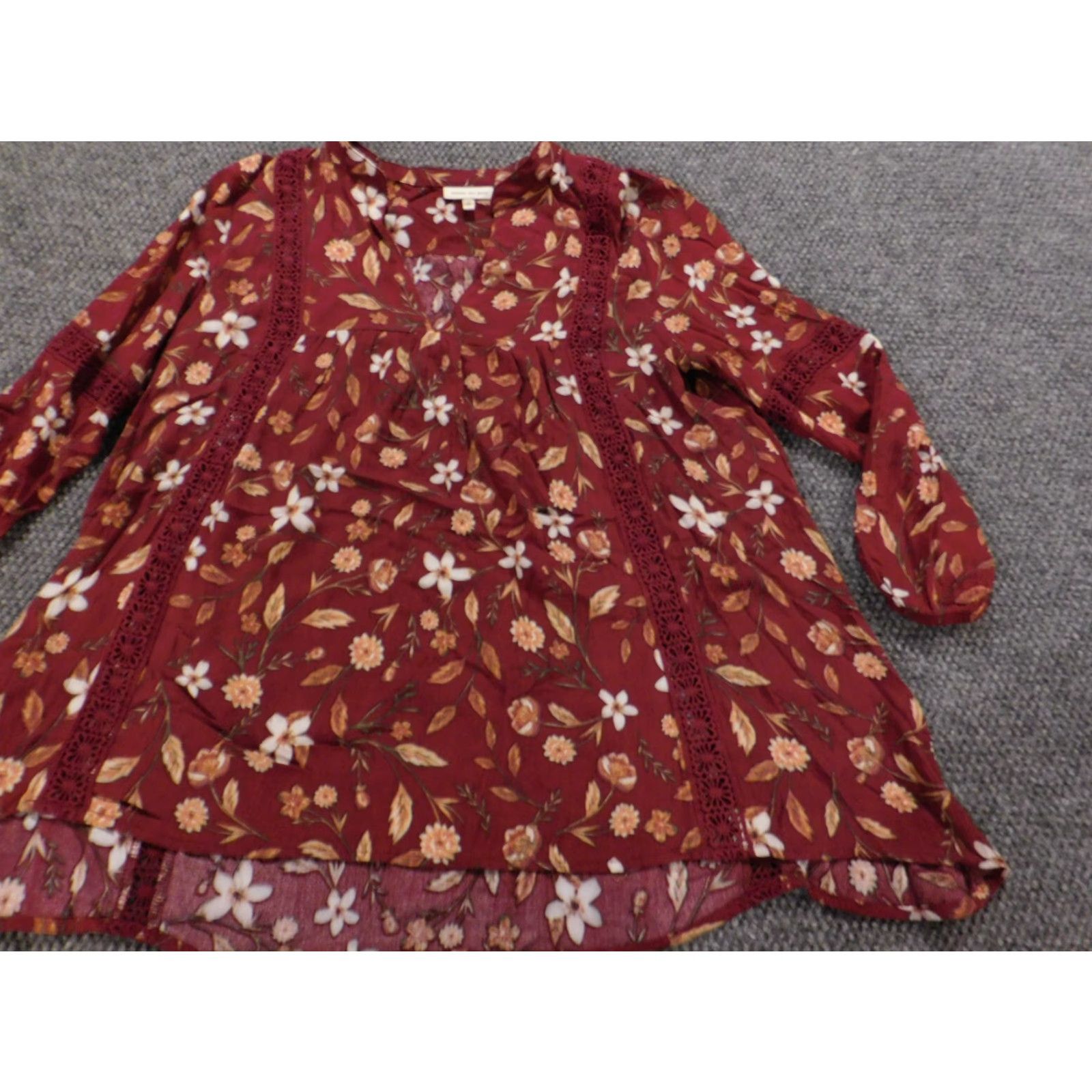 Vintage belle du jour Blouse Womens Top S Red Floral Cap Sleeve Pullover Stretch Collared Polyester Rayon Classic Basic Casual Size S / US 4 / IT 40 - 3 Thumbnail