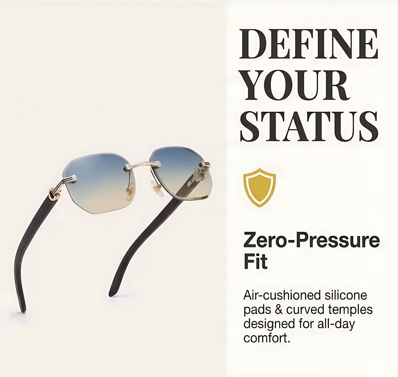Other Rimless Square Gradient Sunglasses Luxury Metal Wood Grain Size ONE SIZE - 5 Thumbnail