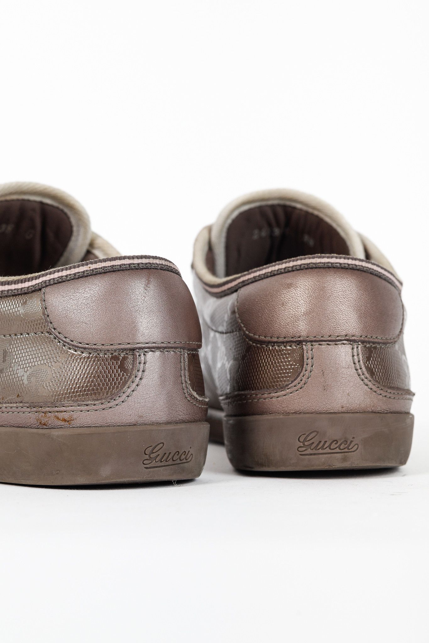 Gucci Gucci GG Imprime & Miro Soft Metallic Leather Sneakers Size US 7.5 / IT 37.5 - 10 Thumbnail
