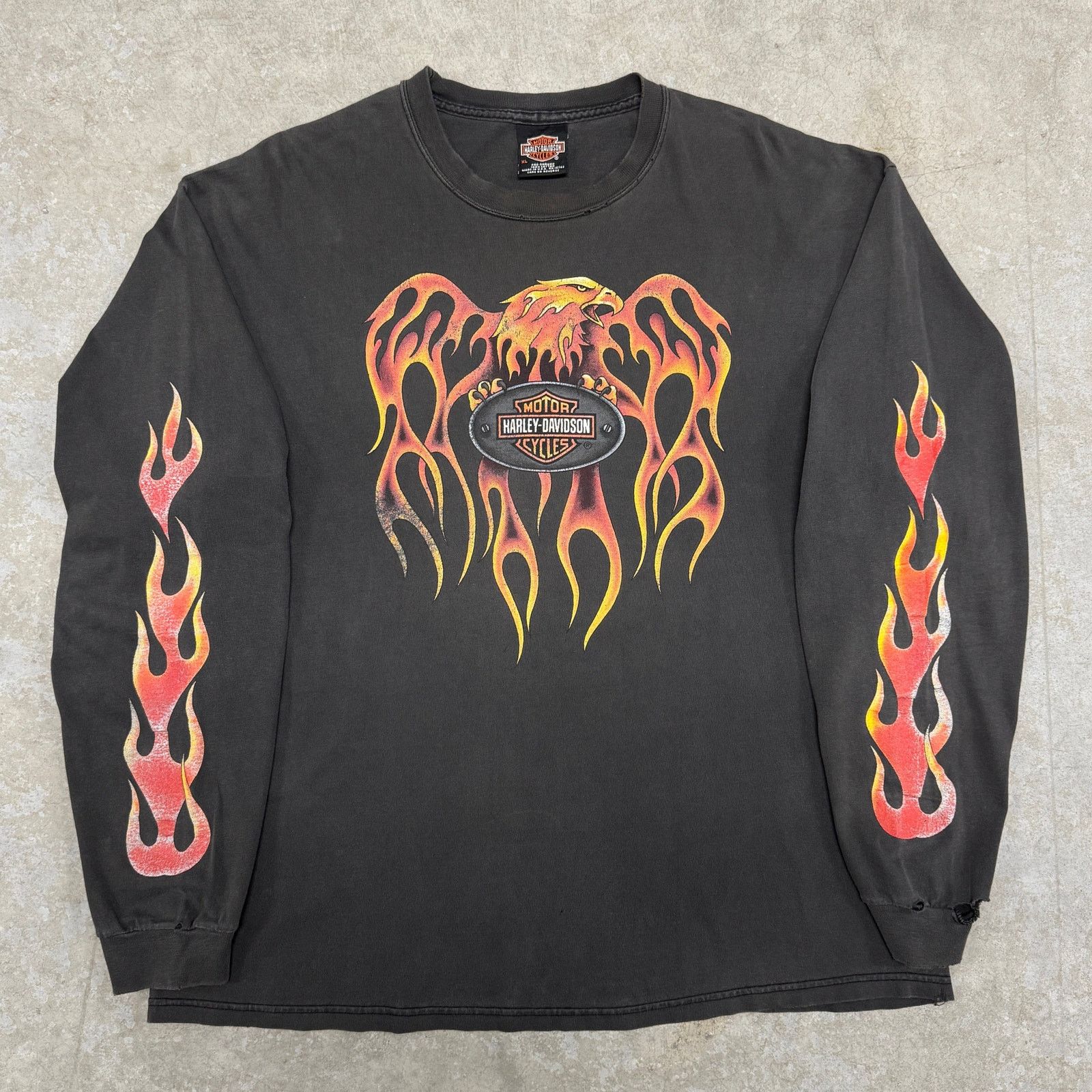 Harley Davidson Vintage Harley Davidson Flame Longsleeve Size US XL / EU 56 / 4 - 1 Thumbnail