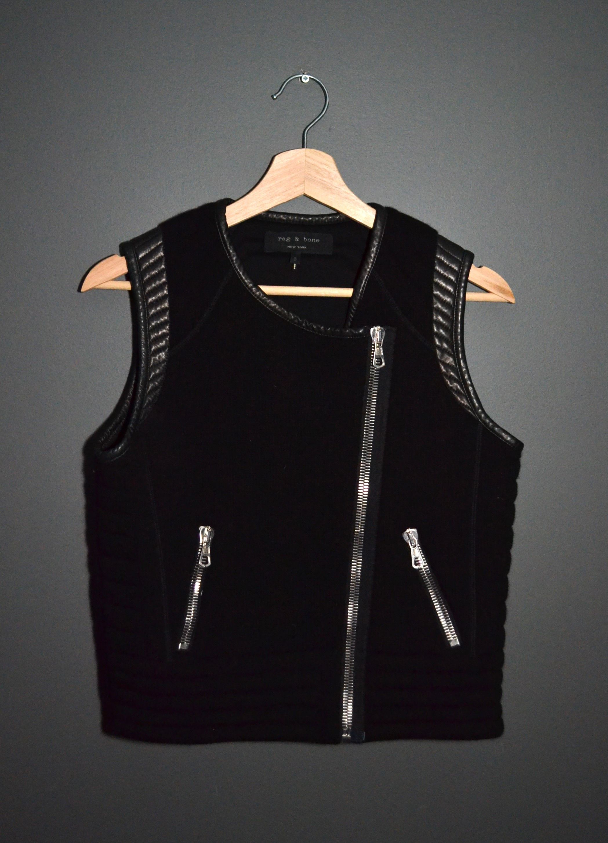 Rag & Bone Rag & Bone S size Wool and Leather Biker Vest Women's Size S / US 4 / IT 40 - 2 Thumbnail