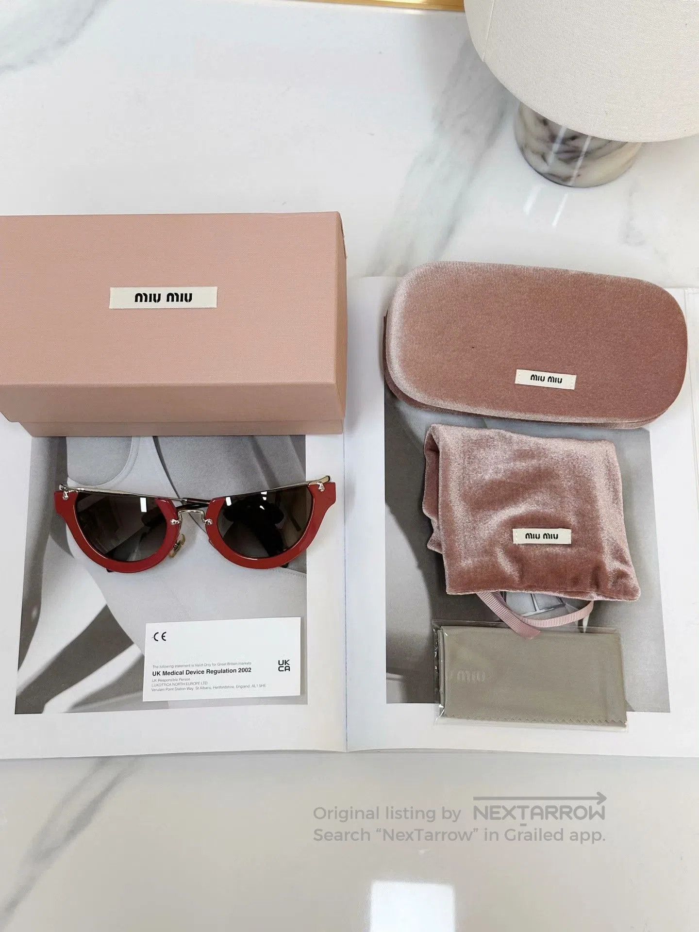 Miu Miu MIUMIU Red Half-Frame Casual Sunglasses. Size ONE SIZE - 9 Thumbnail