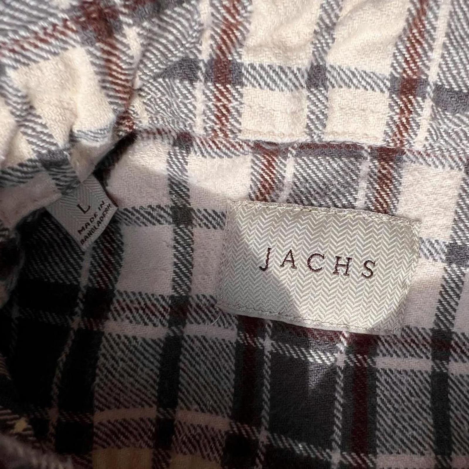 Other Cream/Grey/Burgundy Plaid Knit Flannel Button Down Shirt Size US L / EU 52-54 / 3 - 3 Thumbnail