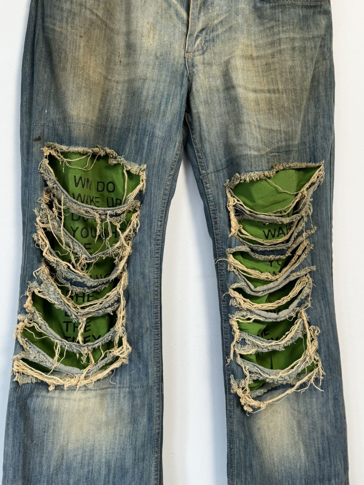 Dolce & Gabbana Vintage Dolce & Gabbana Distressed Faded Poem Denim Jeans Size US 33 - 3 Thumbnail