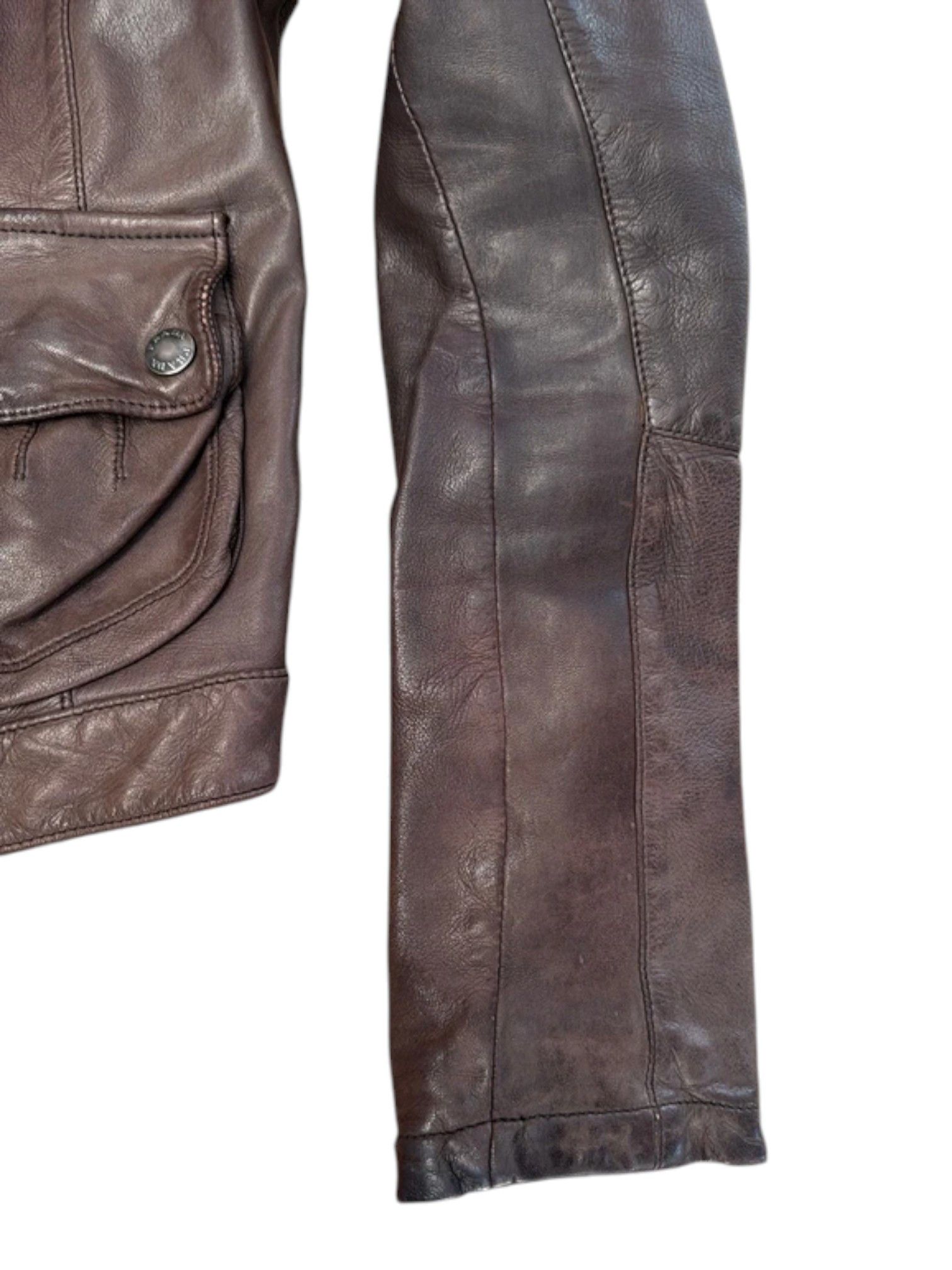 Prada Prada Brown Leather Multi-Pocket Moto Jacket c.2000s Size US M / EU 48-50 / 2 - 3 Thumbnail