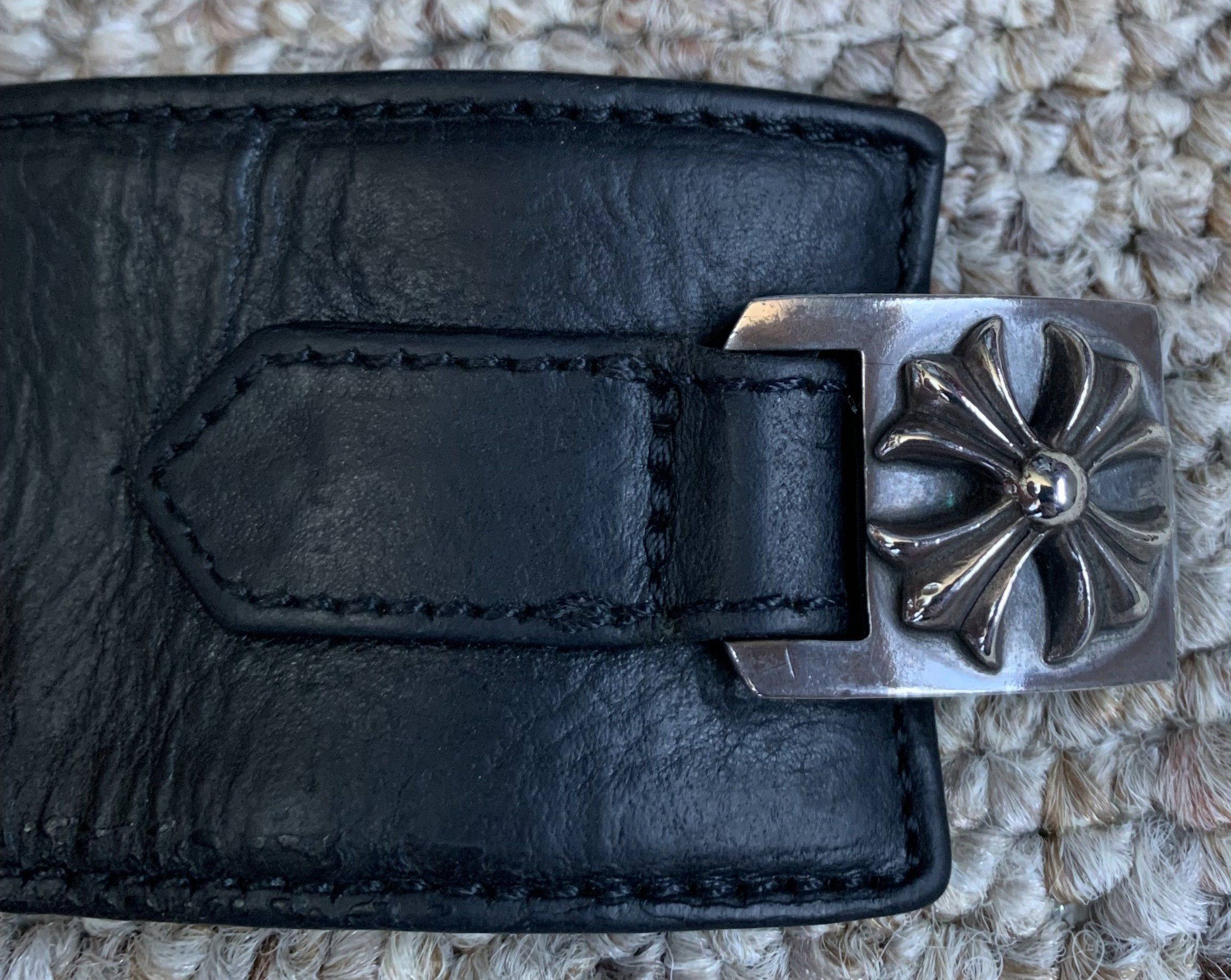 Chrome Hearts Chrome Hearts Wide Leather Silver Cross Bracelet Size ONE SIZE - 10 Thumbnail