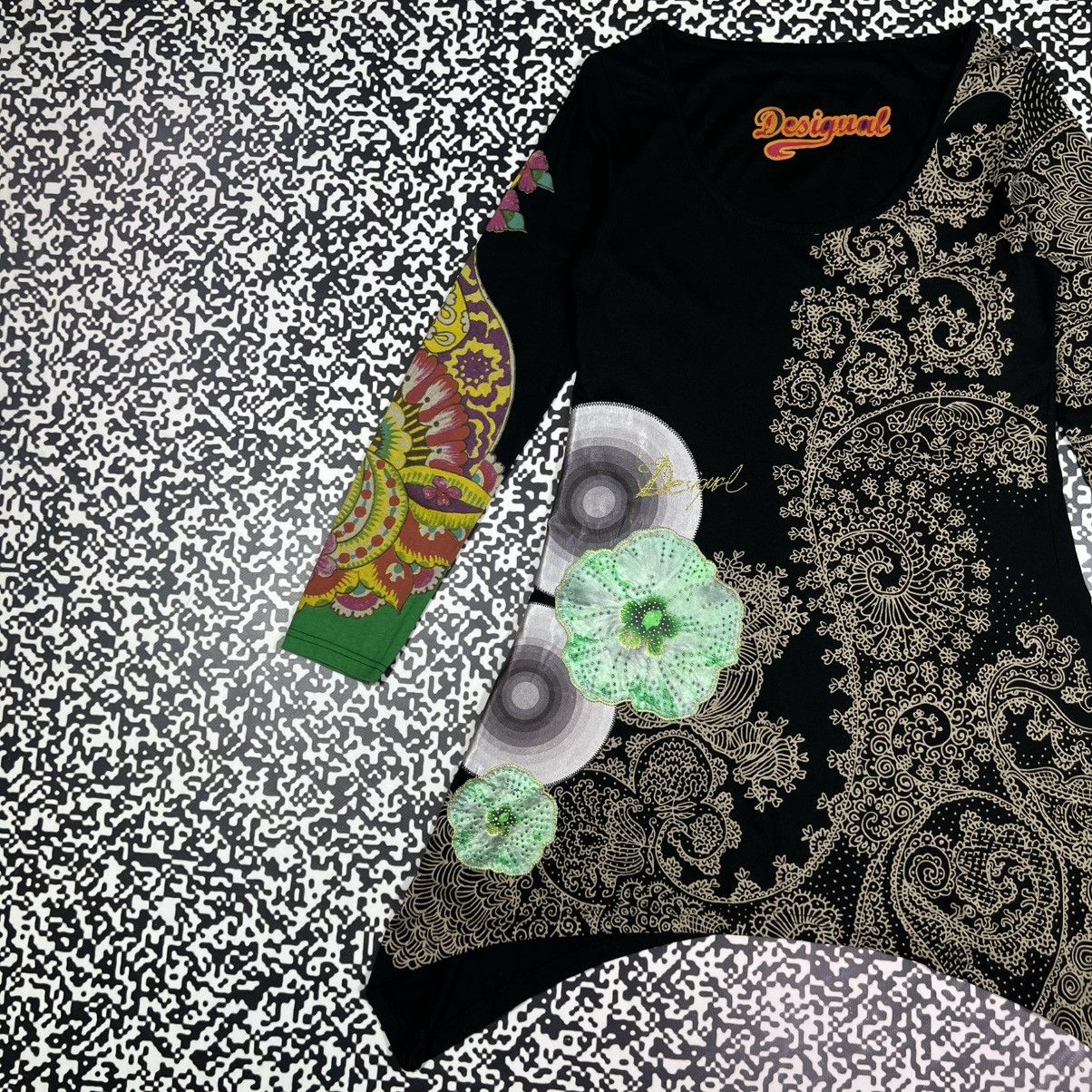 Desigual Vintage Y2K Desigual Floral Abstract Flared Mini Dress Size M / US 6-8 / IT 42-44 - 4 Thumbnail