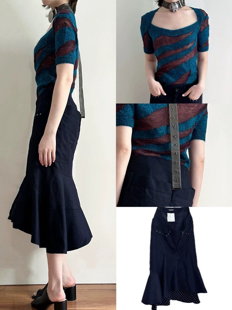 Junya Watanabe Junya Watanabe Rivet Irregular Polka Dot Mermaid Midi Skirt Size 24" / US 00 / IT 34 - 1 Thumbnail
