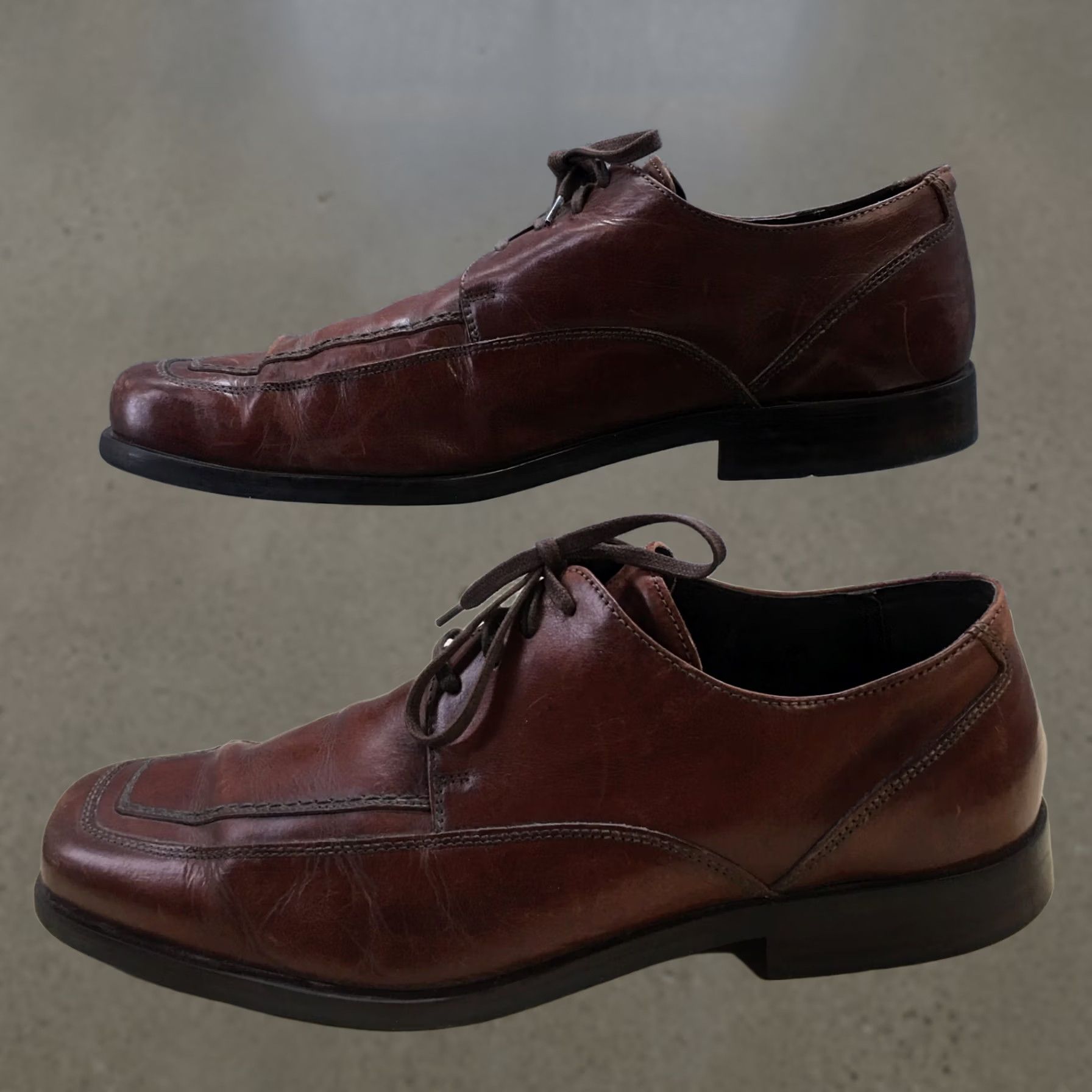 Vintage Bachrach Shoes Mens 10.5 Square Toe Oxford Casual Brown Leather Lace Up Low Top Size US M / EU 48-50 / 2 - 1 Thumbnail