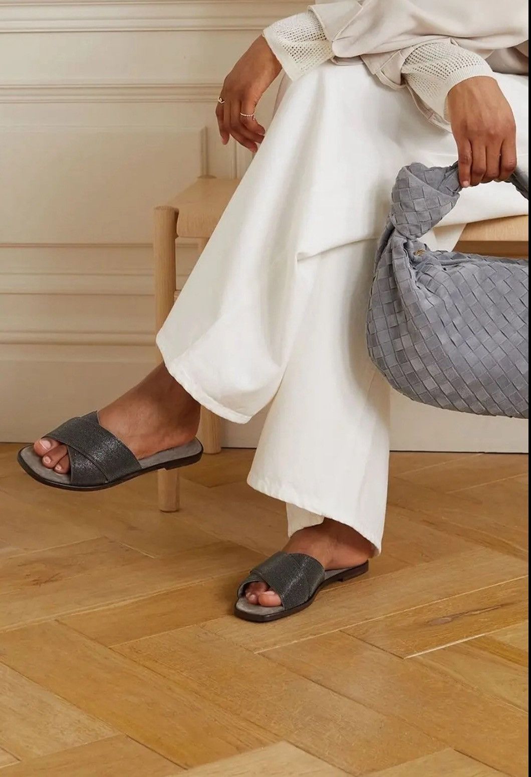 Brunello Cucinelli Brunello Cucinelli Embellished Leather Flat Sandals size 37 Size US 7 / IT 37 - 2 Thumbnail