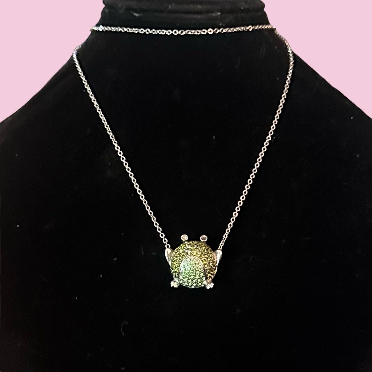 Other Silver tone paved fat silly frog pendant necklace Size ONE SIZE - 1 Thumbnail