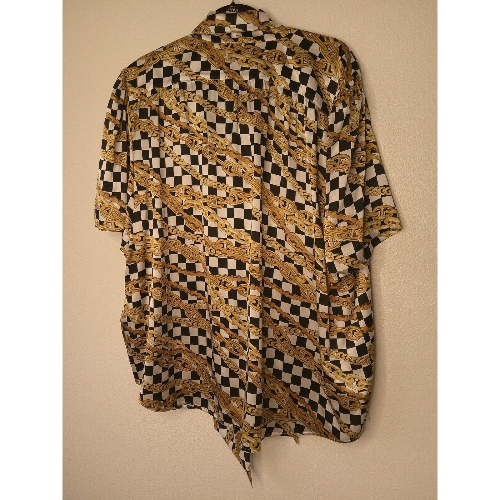 Balenciaga Balenciaga Black Gold Chain Print Short Sleeve Tie Blouse 40 Size S / US 4 / IT 40 - 10 Thumbnail