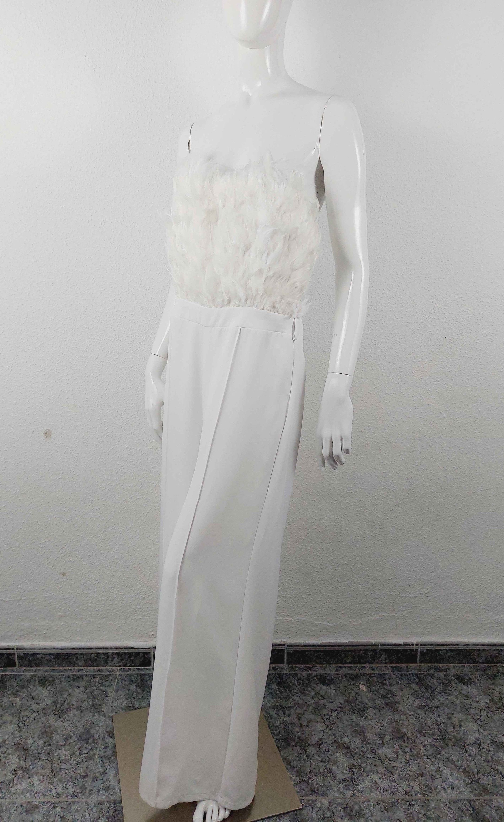 plein sud Plein Sud Faycal Amor White Feather Jumpsuit Dress Size 32" / US 10 / IT 46 - 12 Thumbnail