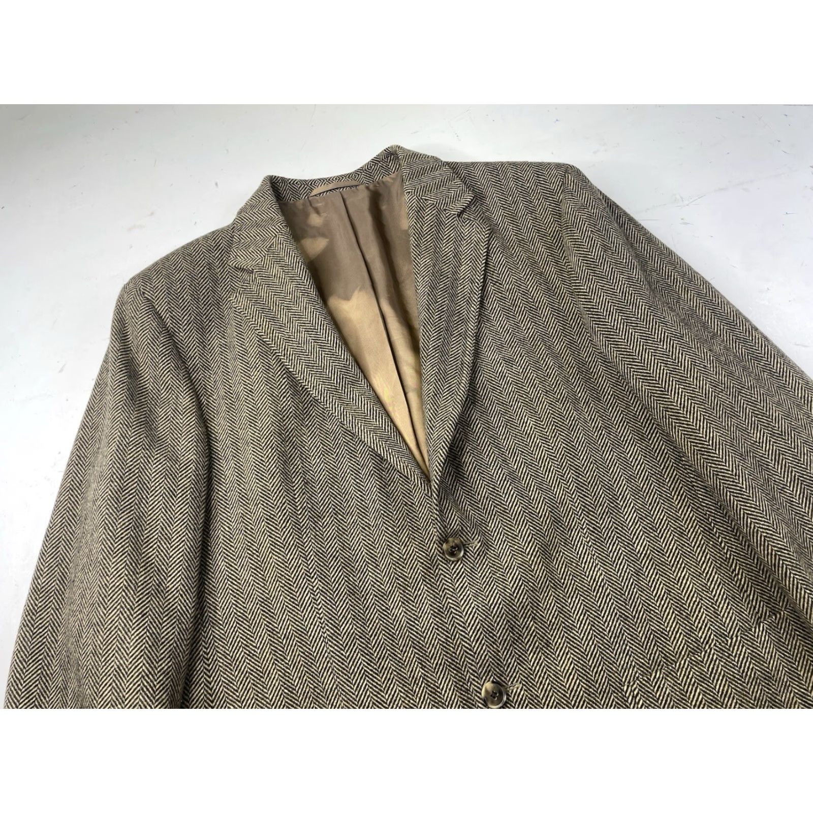 Hugo Boss VINTAGE Hugo Boss Mason Sport Coat Men 44R Brown Herringbone Wool Blazer Jacket Size 44R - 2 Thumbnail