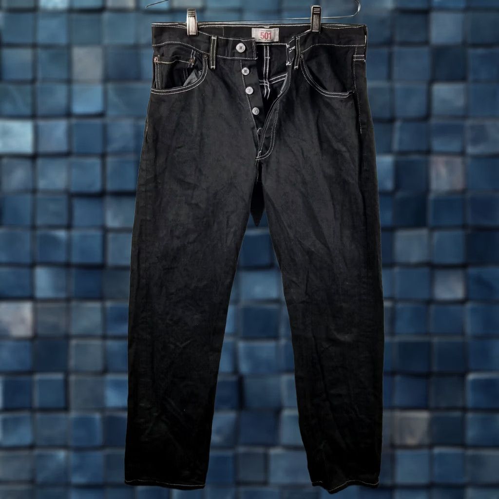 Levi's VINTAGE Levi's 501 Jeans Men Black Denim Button Fly 30X31 Regular Waist 30 Inseam Denim Black Tag 5-Pocket Comfort Easy Care Pockets Modern Fit Mens Size US 30 / EU 46 - 1 Thumbnail