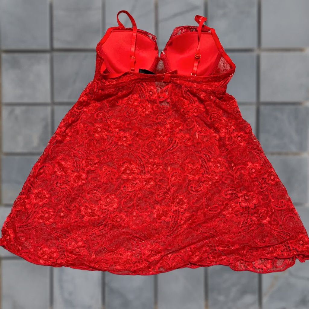 Vintage Daisy Fuentes One Piece Womens L Red Lace Cami Lingerie Bra Size ONE SIZE - 1 Thumbnail