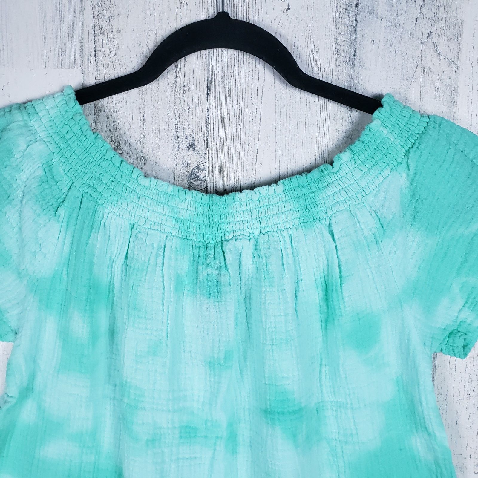 Other NWT Bobi Gathered Scoop Neck Blue Splatter Tie Dye Top Small Size S / US 4 / IT 40 - 10 Thumbnail