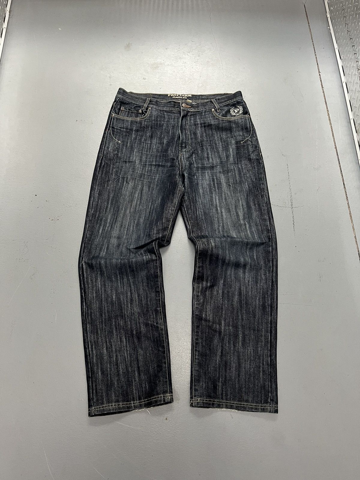 Japanese Brand × Vintage Vintage Y2K Phat farm black denim shiny baggy jeans Size US 36 / EU 52 - 4 Thumbnail