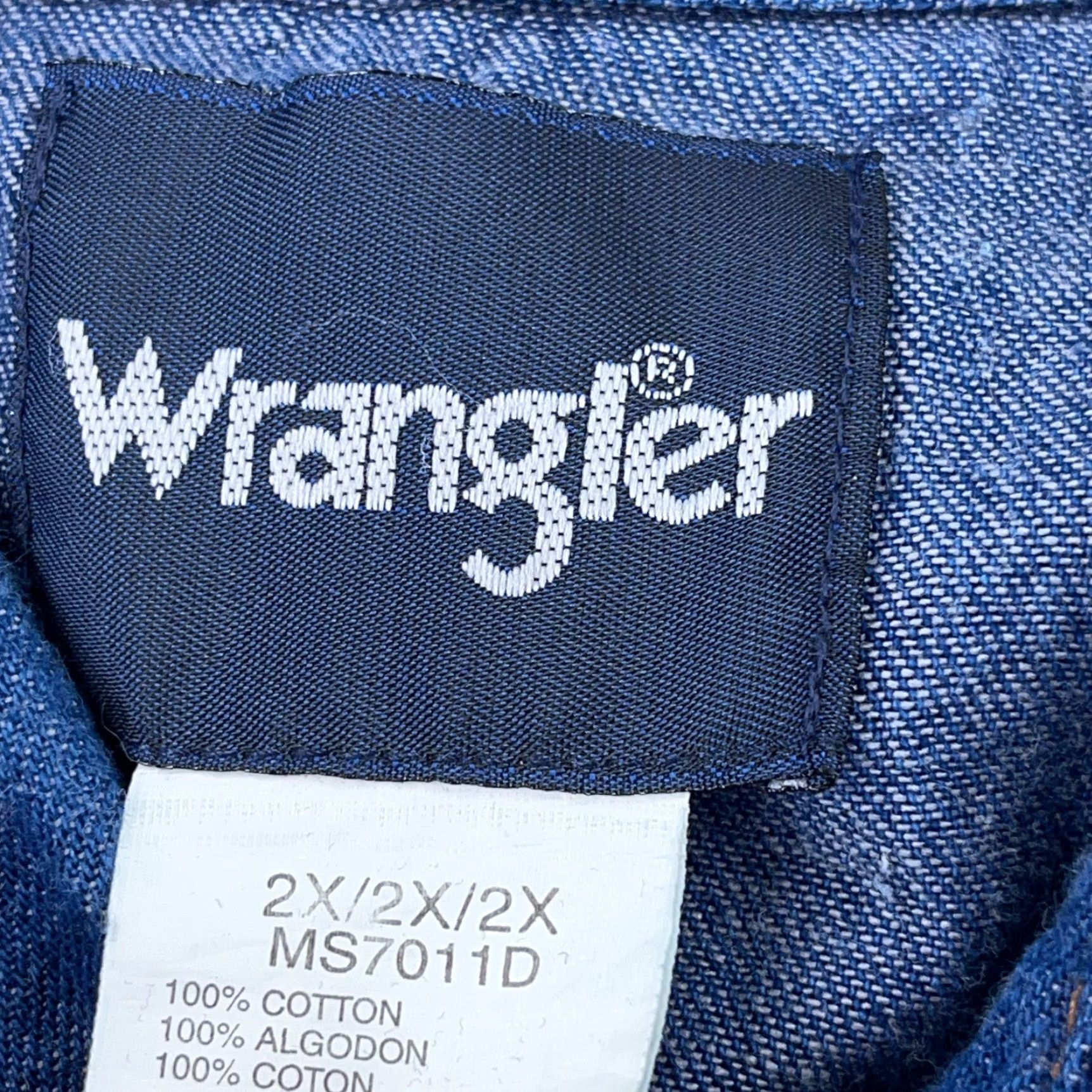 Wrangler VINTAGE Wrangler Shirt Men 2XL Blue Denim Pearl Snap Western Cowboy Ranch Yoke Faded Size US XXL / EU 58 / 5 - 7 Thumbnail