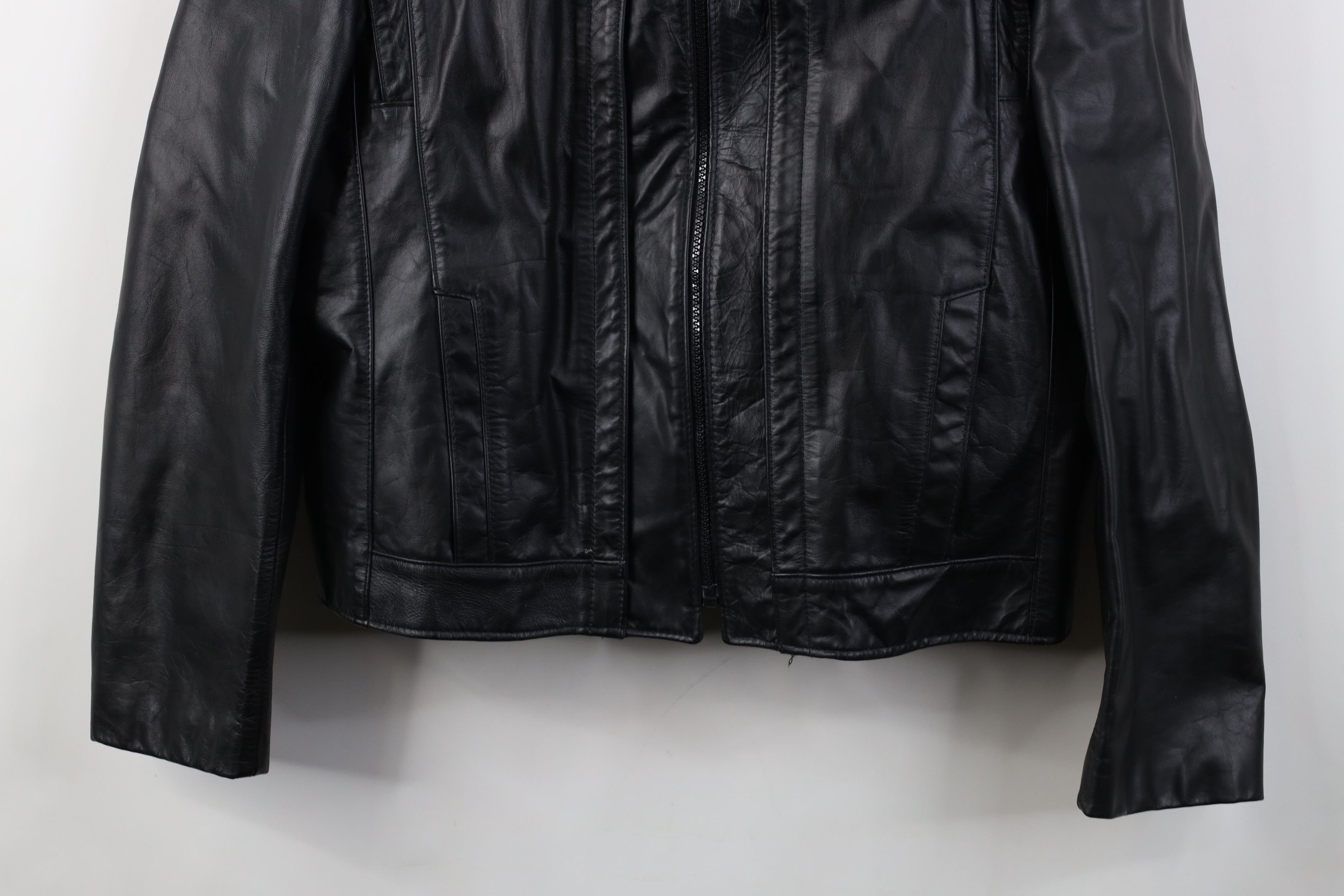Vintage Vintage 90s Streetwear Lined Leather Full Zip Jacket Black Size US M / EU 48-50 / 2 - 3 Thumbnail