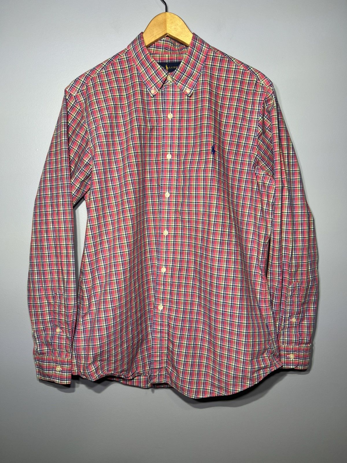 Polo Ralph Lauren Ralph Lauren CERISE PINK/BLUE Plaid Cotton Poplin Shirt Sz L Size US L / EU 52-54 / 3 - 2 Thumbnail
