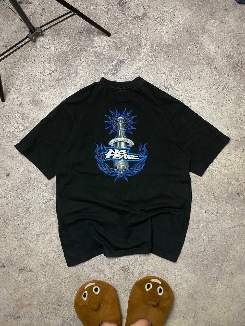 No Fear × Vintage RARE NO FEAR T-SHIRT PLUGGED IN SPARK PLUG BIG DOUBLE LOGO Size US XL / EU 56 / 4 - 1 Thumbnail